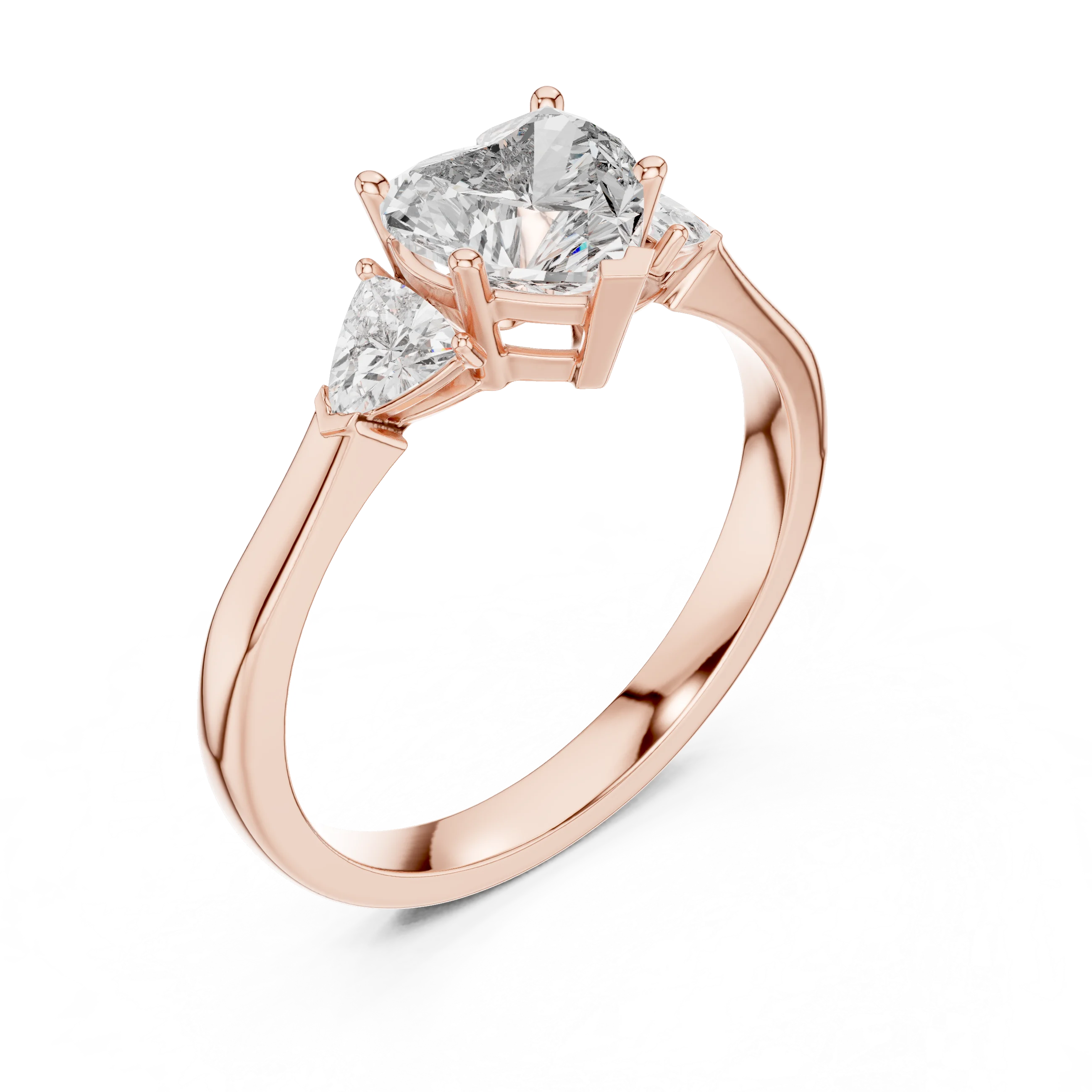 Heart Diamond Three Stone Engagement Ring