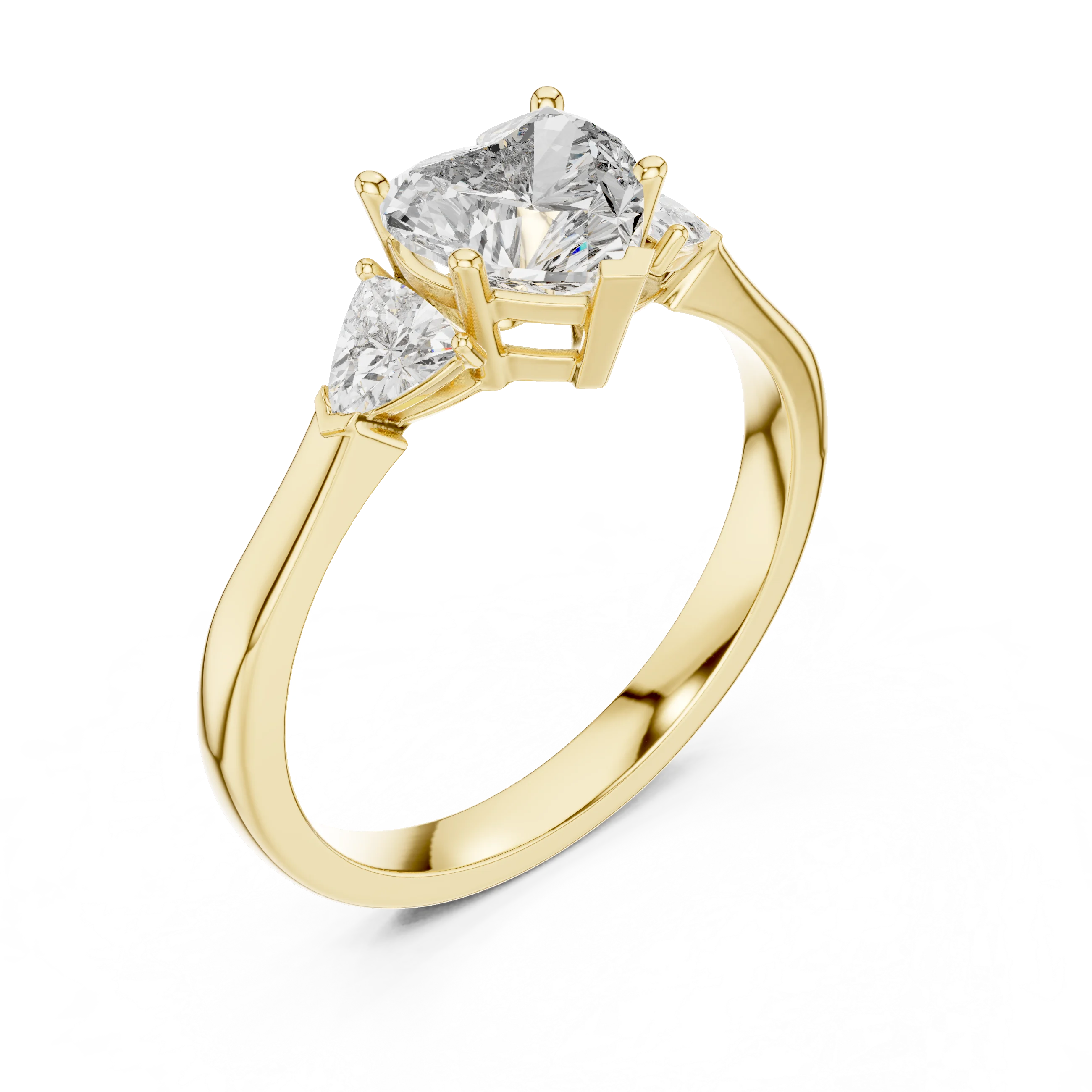 Heart Diamond Three Stone Engagement Ring