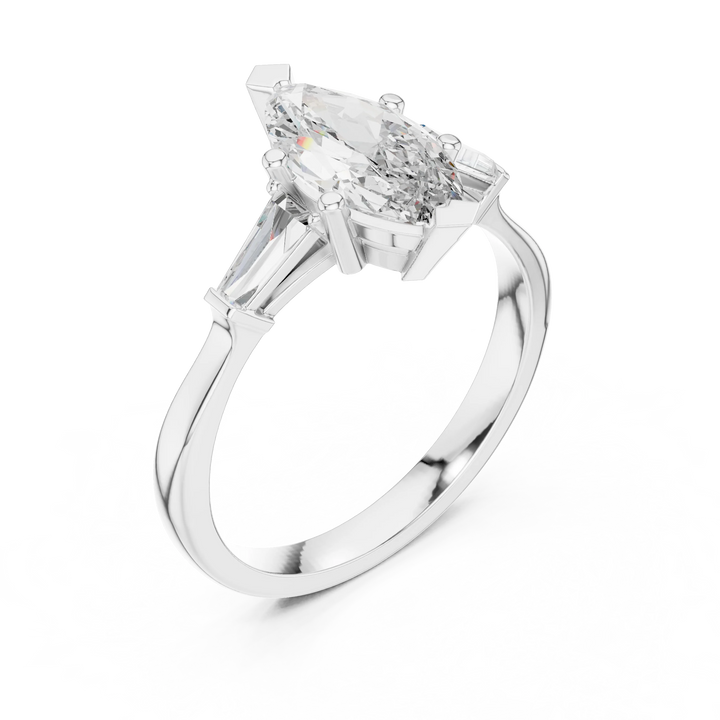 Marquise Diamond Three Stone Engagement Ring