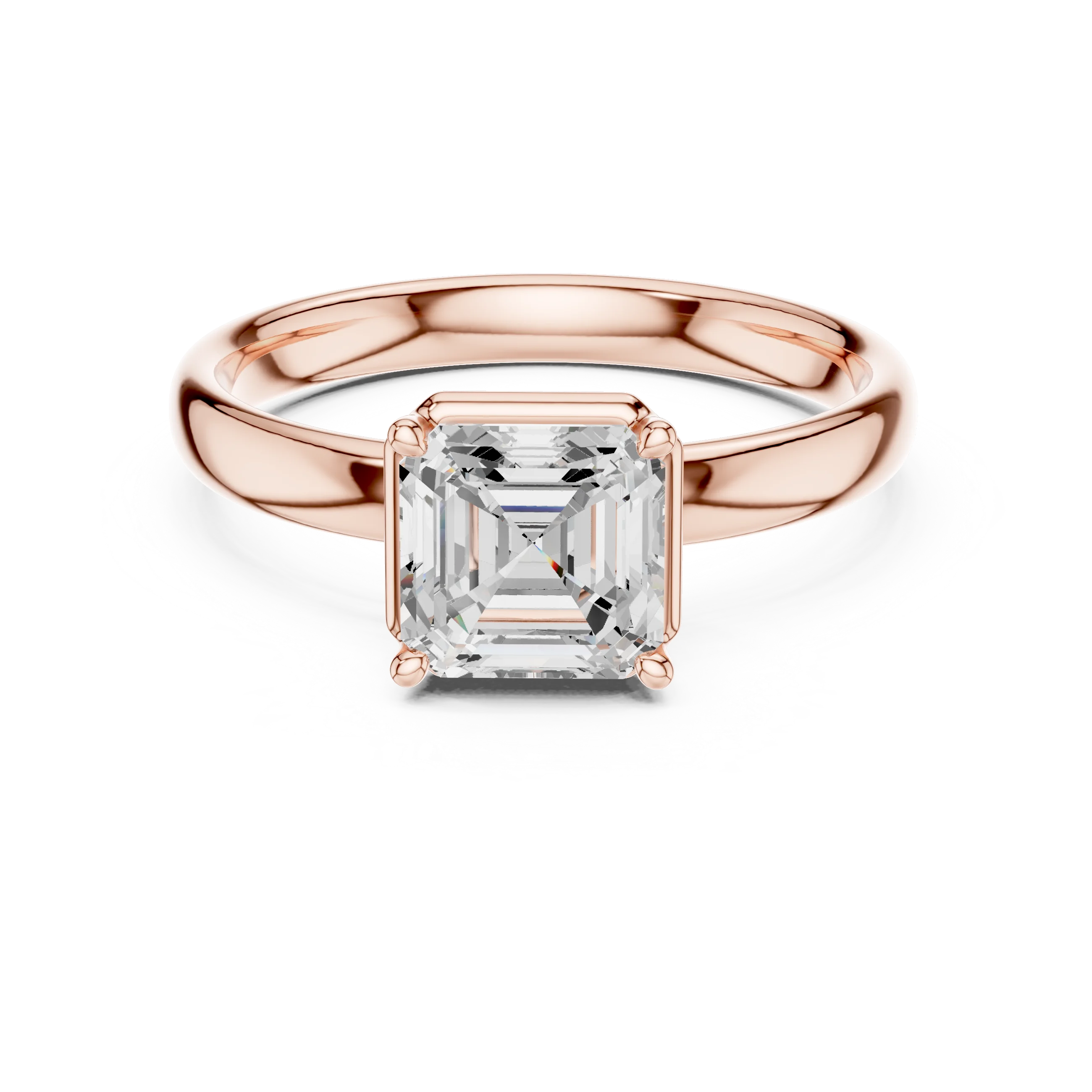 Asscher Diamond Solitaire Engagement Ring