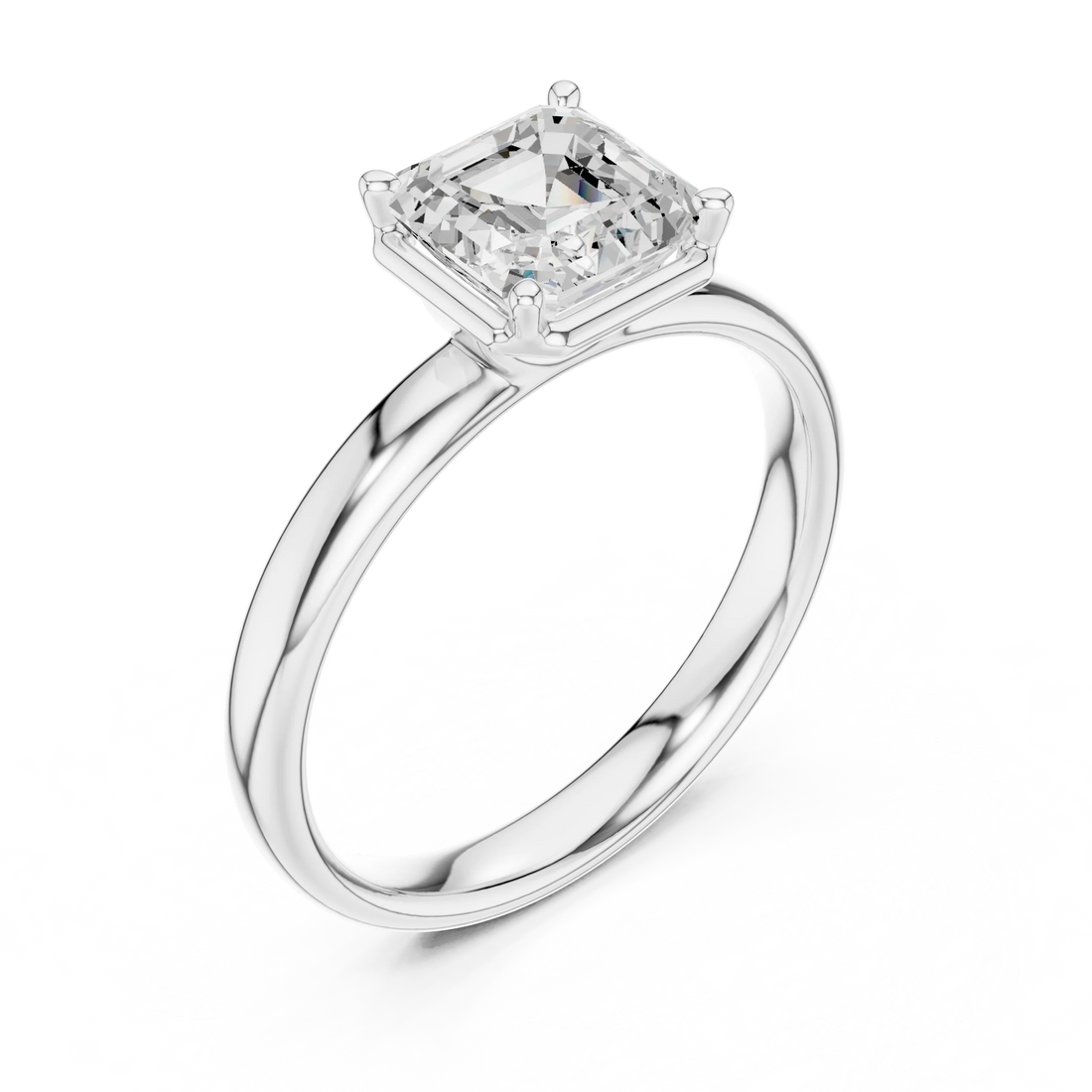Asscher Diamond Solitaire Engagement Ring
