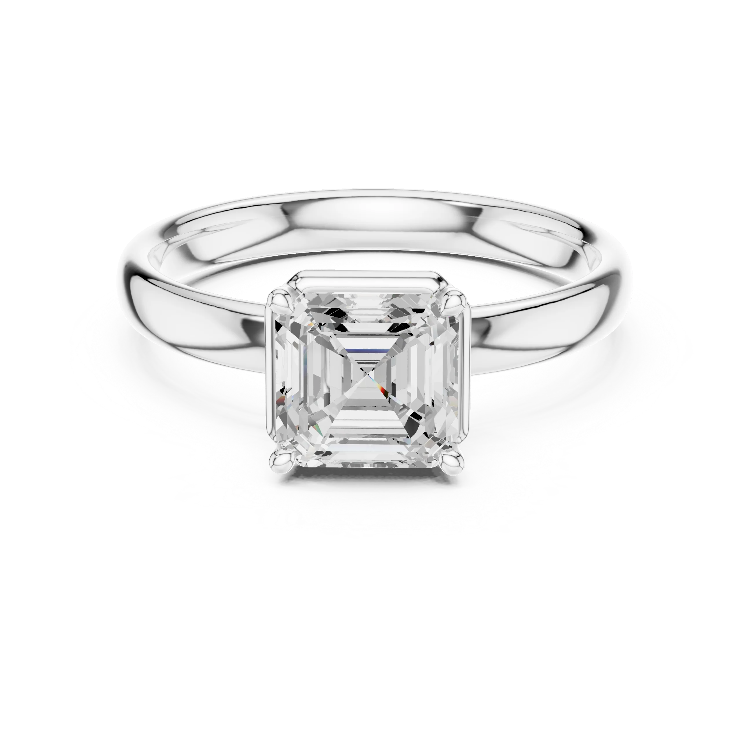 Asscher Diamond Solitaire Engagement Ring