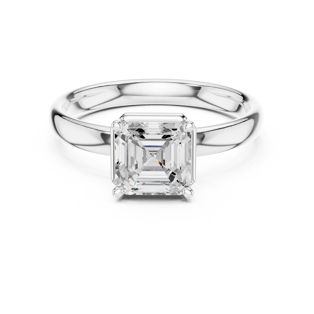 Asscher Diamond Solitaire Engagement Ring
