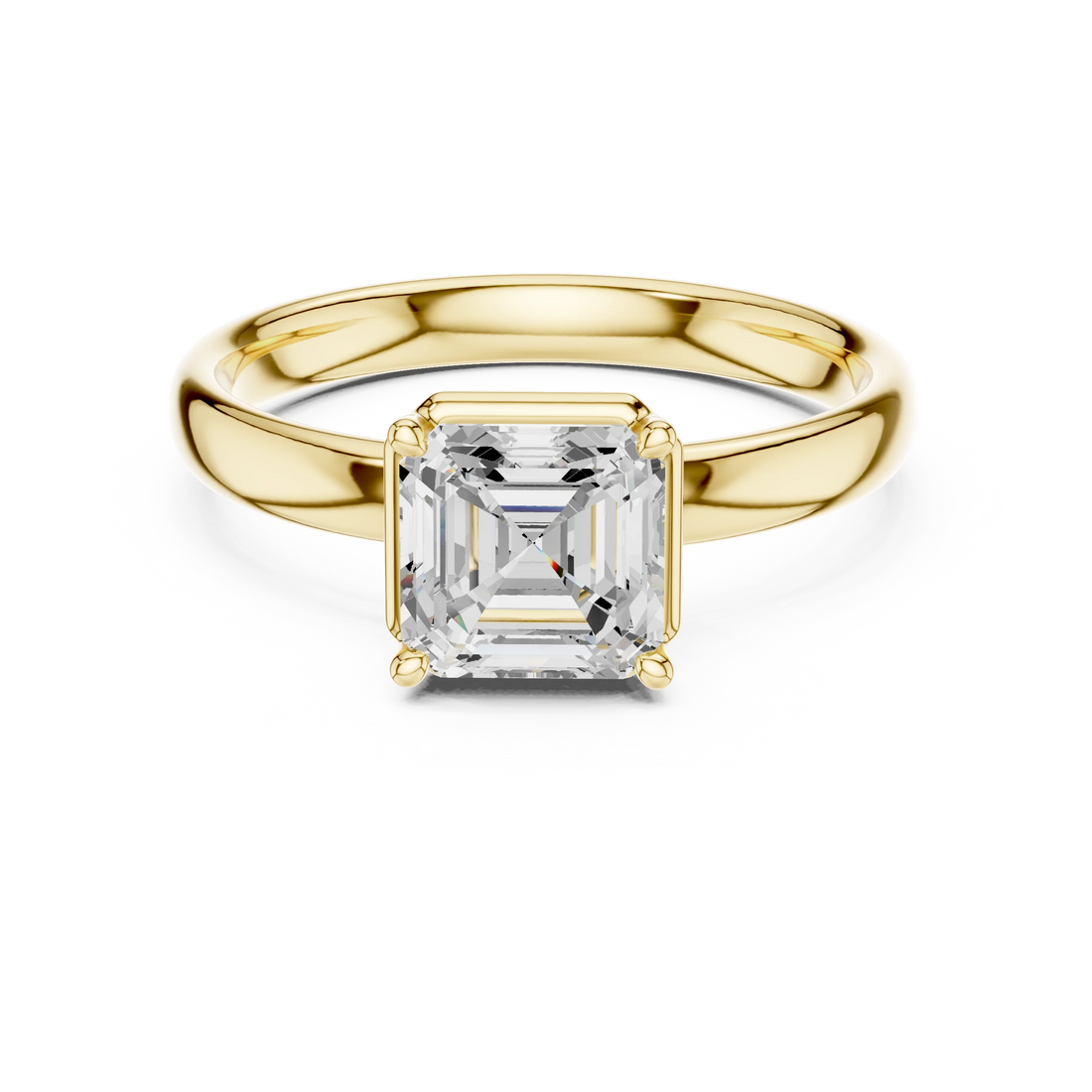 Asscher Diamond Solitaire Engagement Ring