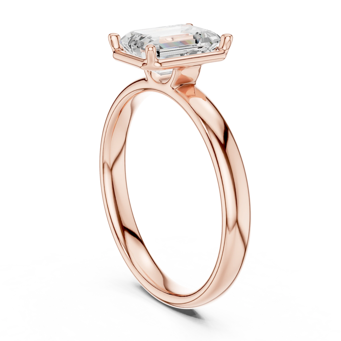 Emerald Diamond Solitaire Engagement Ring