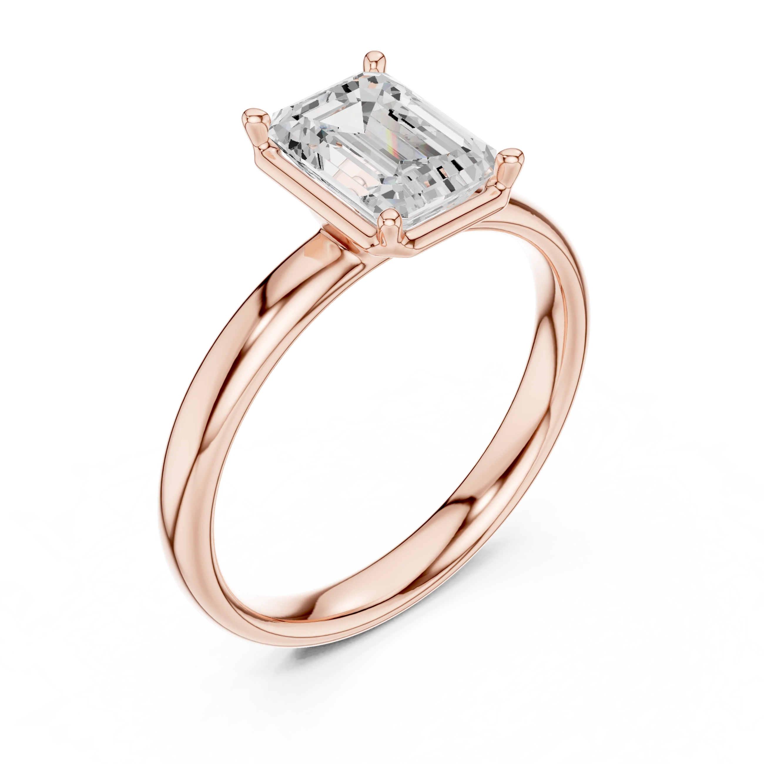 Emerald Diamond Solitaire Engagement Ring