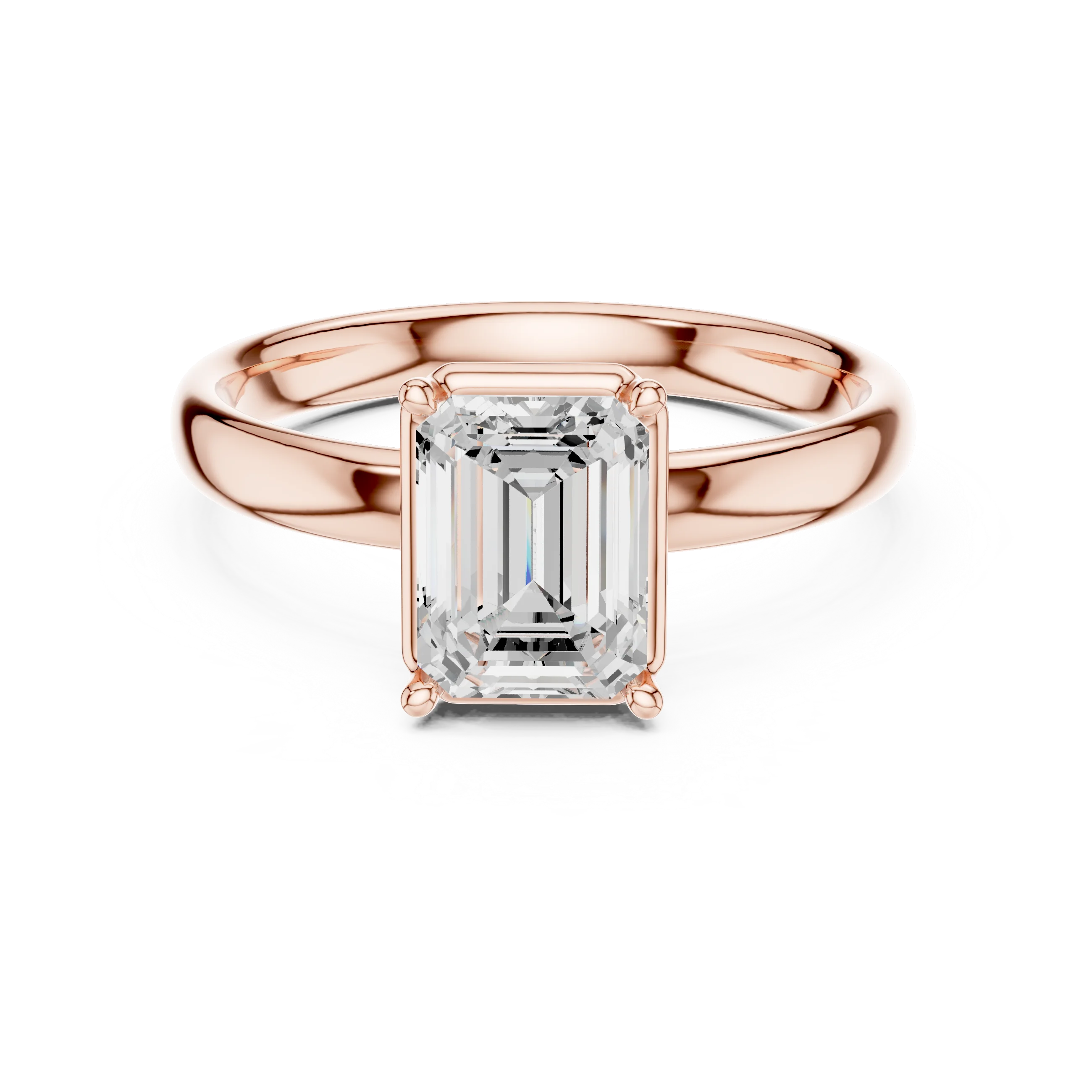 Emerald Diamond Solitaire Engagement Ring