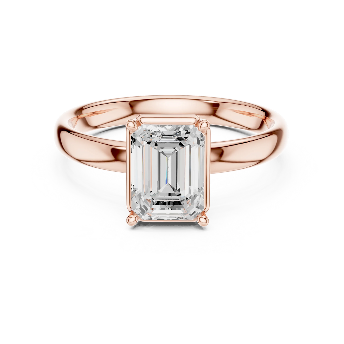 Emerald Diamond Solitaire Engagement Ring