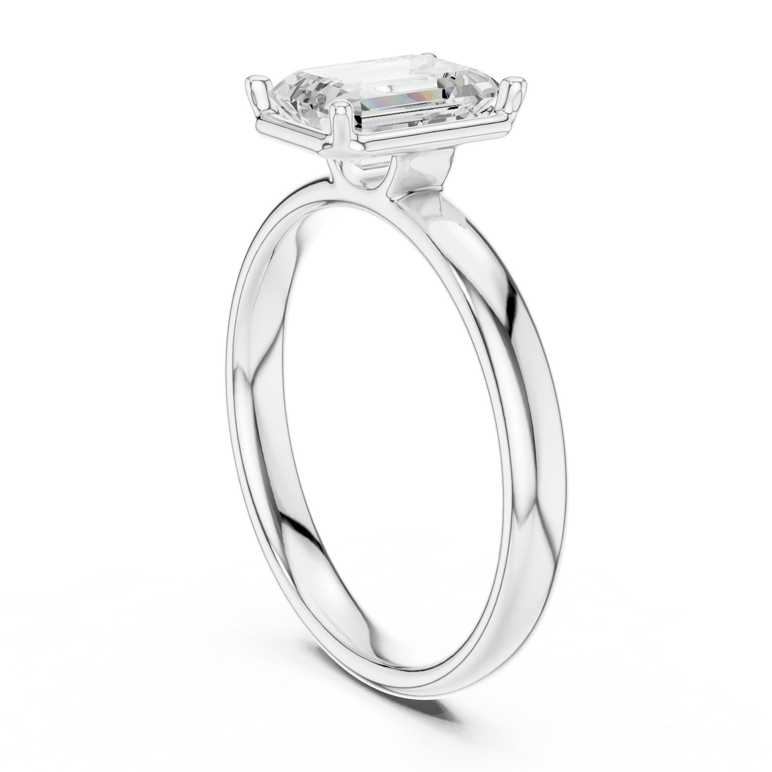 Emerald Diamond Solitaire Engagement Ring