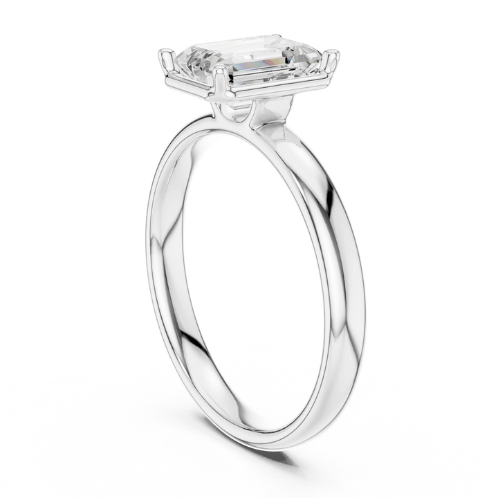 Emerald Diamond Solitaire Engagement Ring