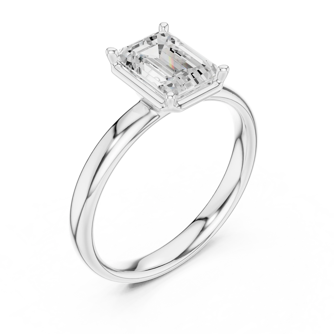 Emerald Diamond Solitaire Engagement Ring