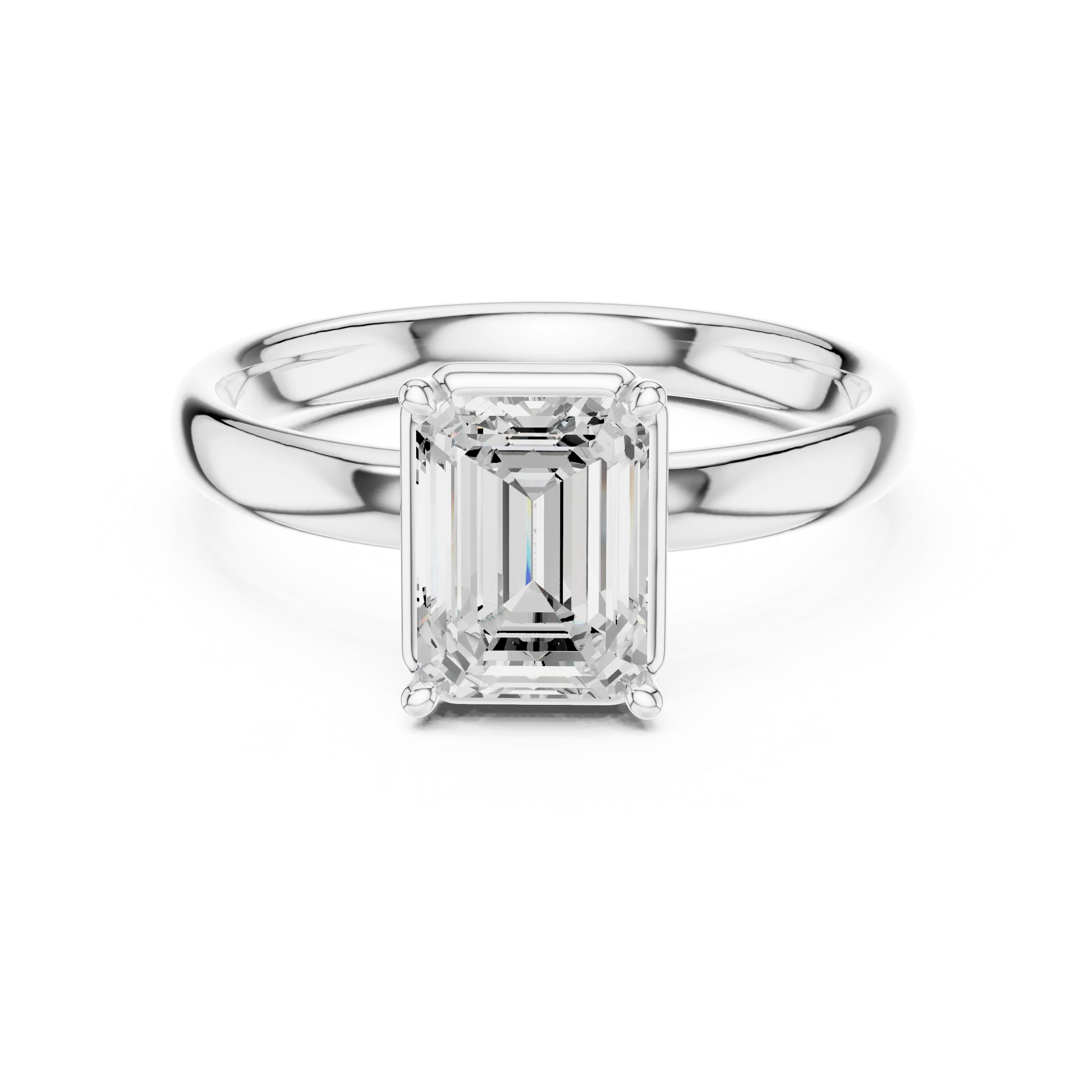 Emerald Diamond Solitaire Engagement Ring