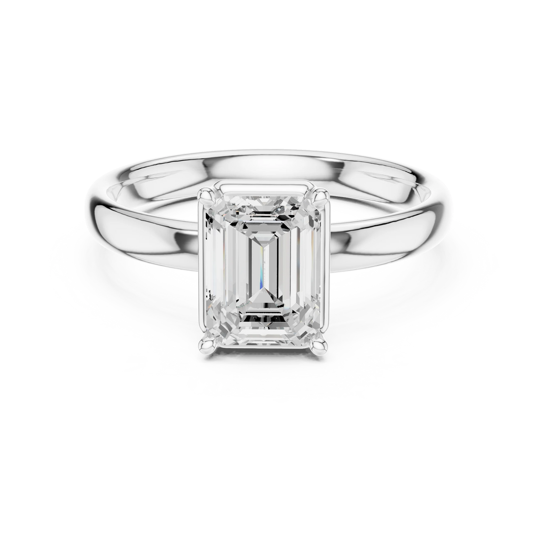 Emerald Diamond Solitaire Engagement Ring