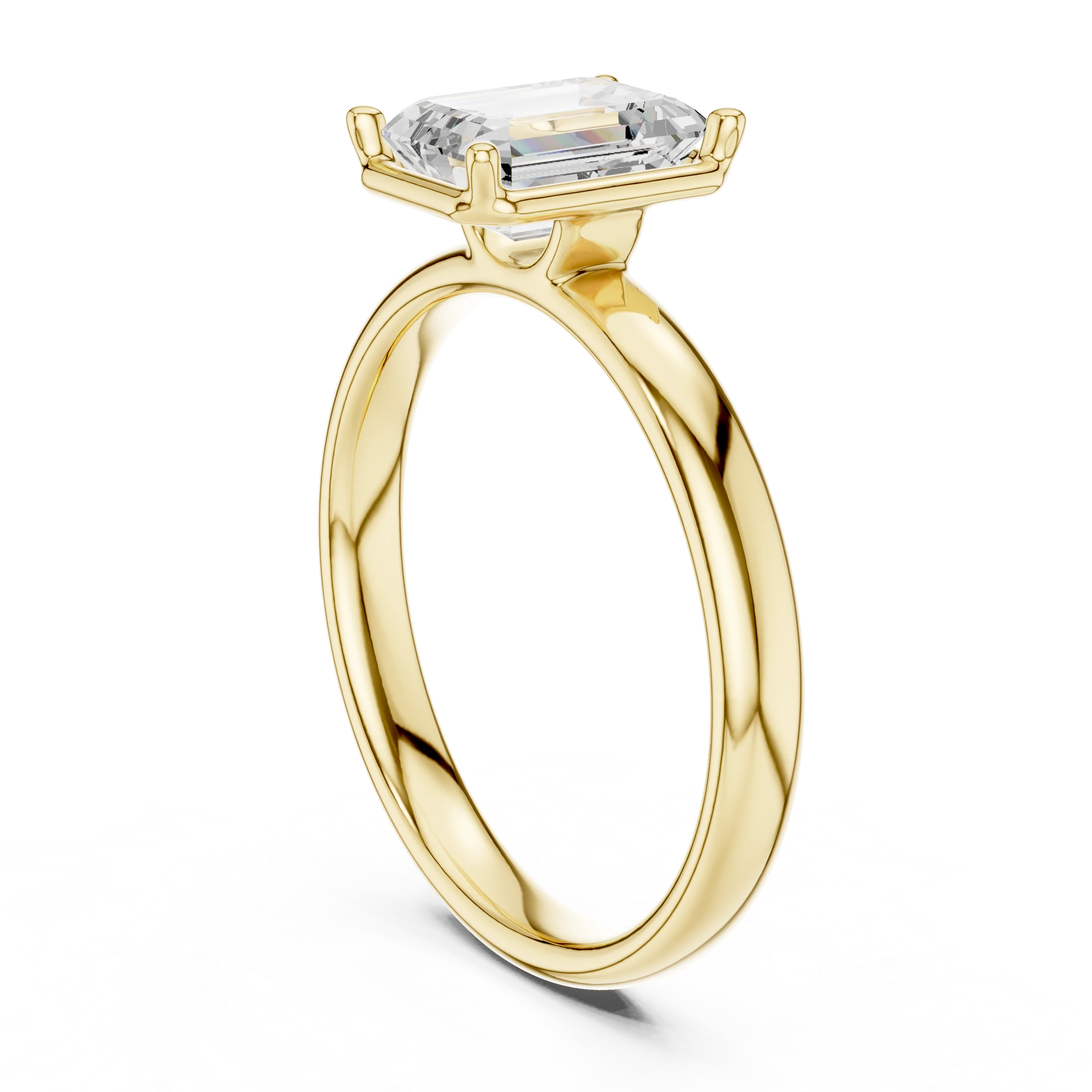 Emerald Diamond Solitaire Engagement Ring