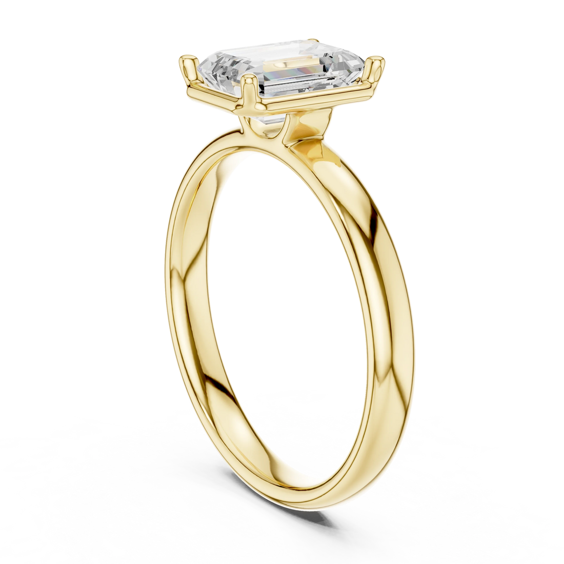 Emerald Diamond Solitaire Engagement Ring