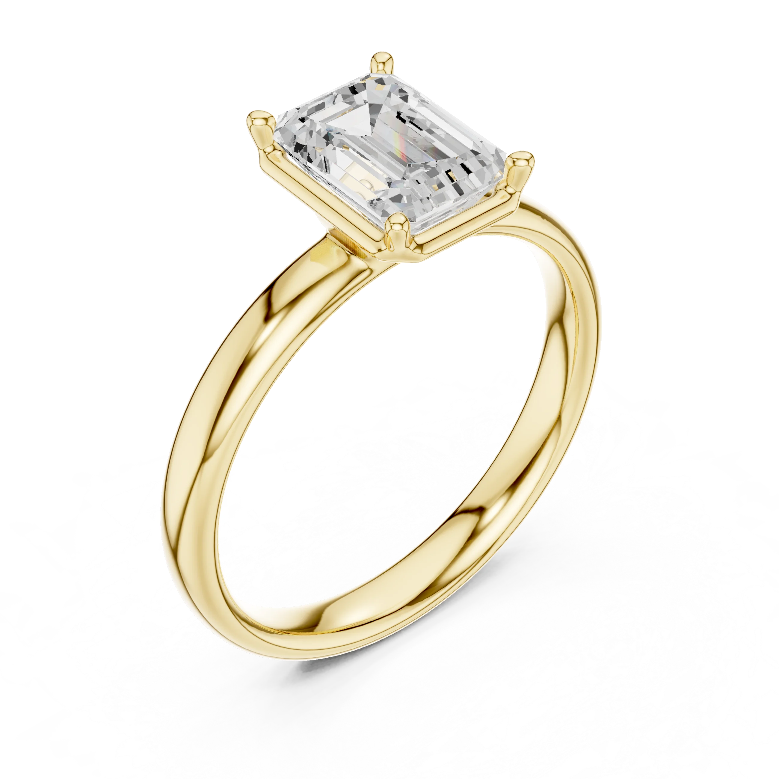 Emerald Diamond Solitaire Engagement Ring