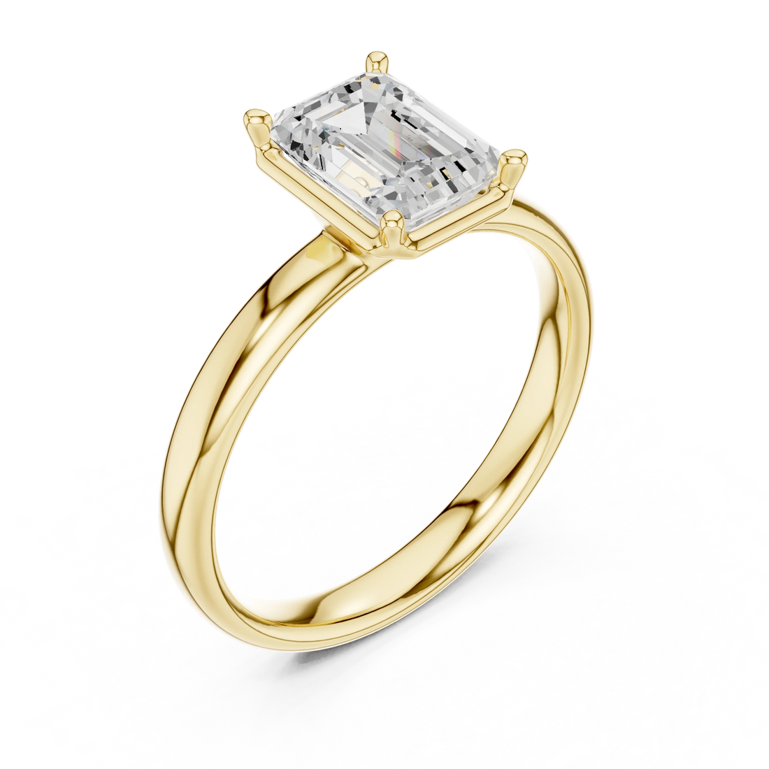 Emerald Diamond Solitaire Engagement Ring