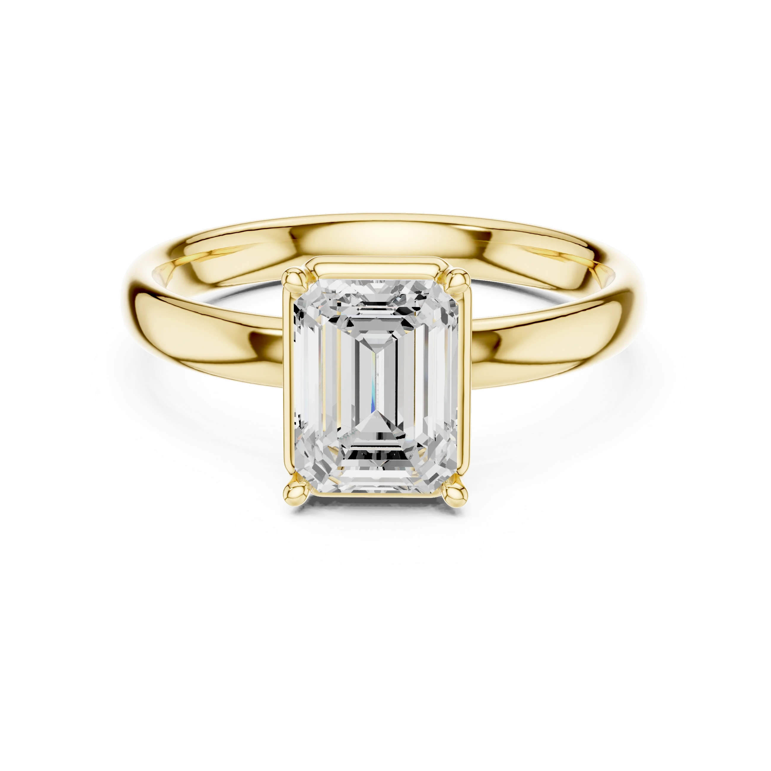 Emerald Diamond Solitaire Engagement Ring