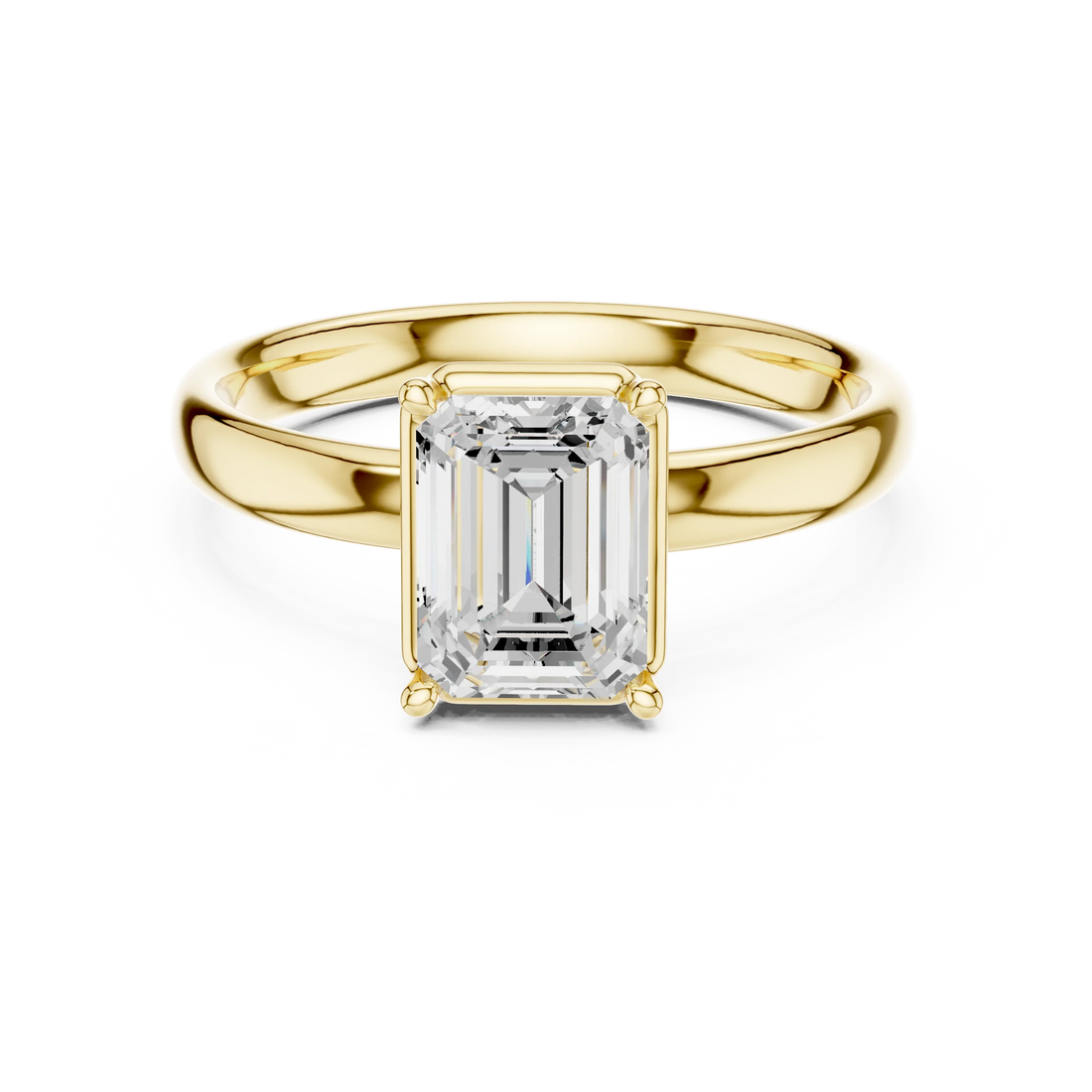 Emerald Diamond Solitaire Engagement Ring