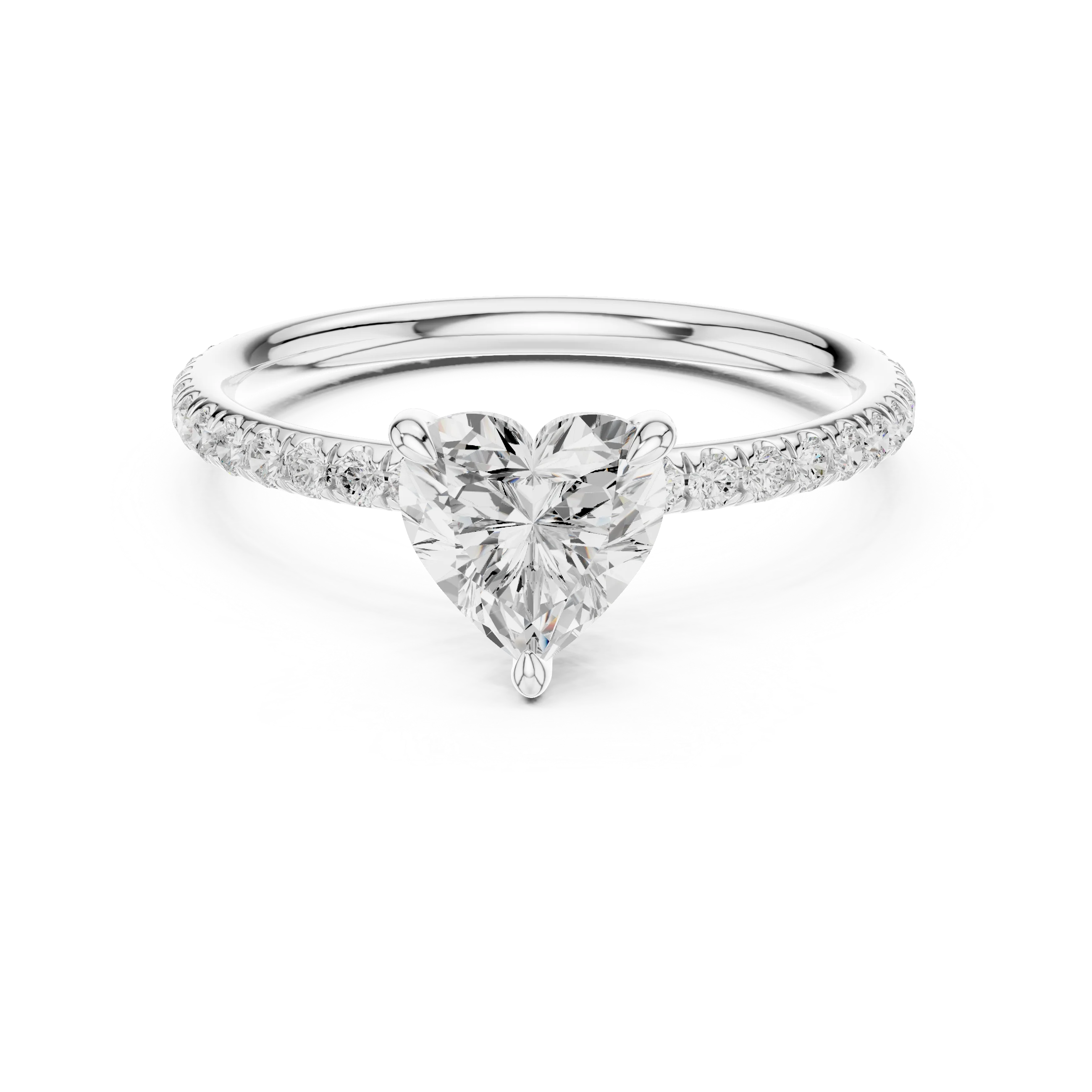 Heart Cut Diamond Pave Engagement Ring