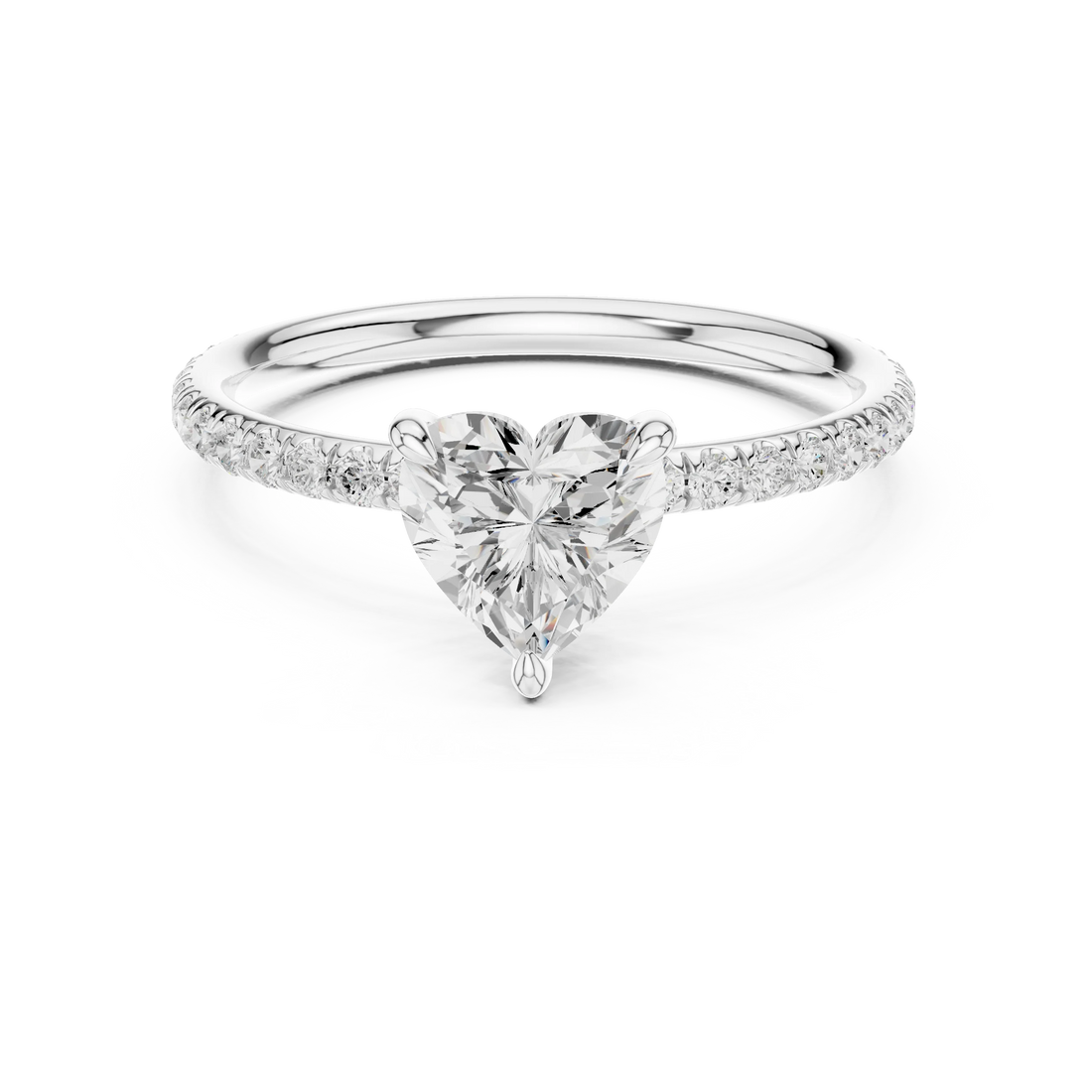 Heart Cut Diamond Pave Engagement Ring