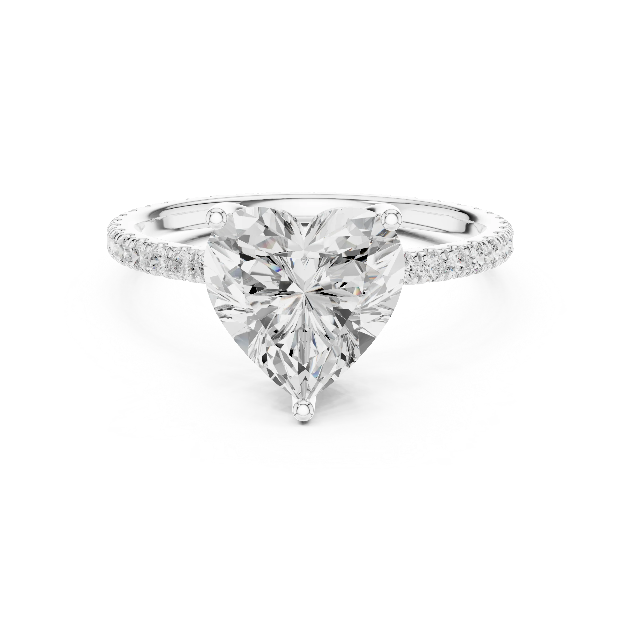 Heart Shape Diamond Pave Band Engagement Ring