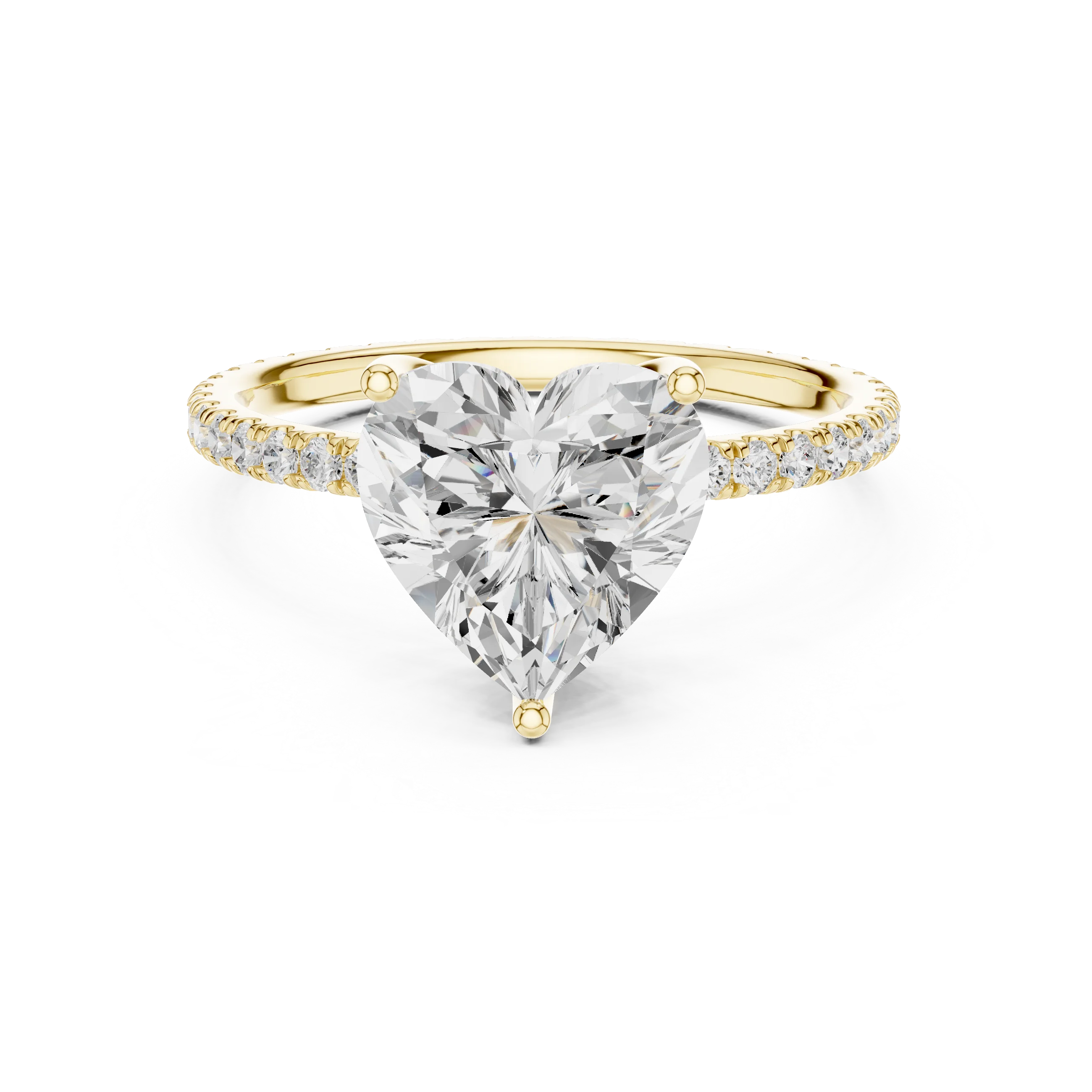 Heart Shape Diamond Pave Band Engagement Ring