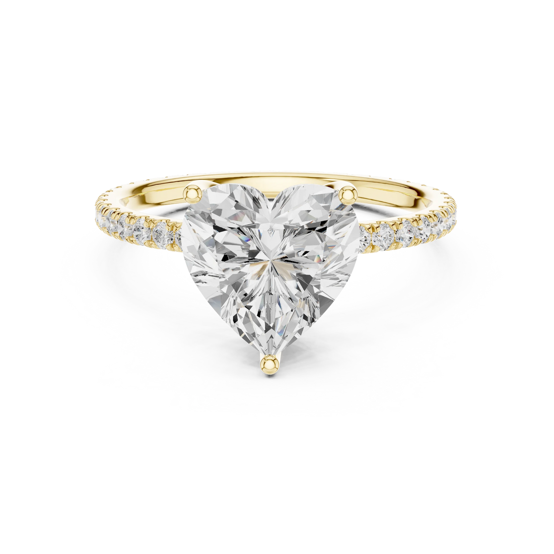 Heart Shape Diamond Pave Band Engagement Ring