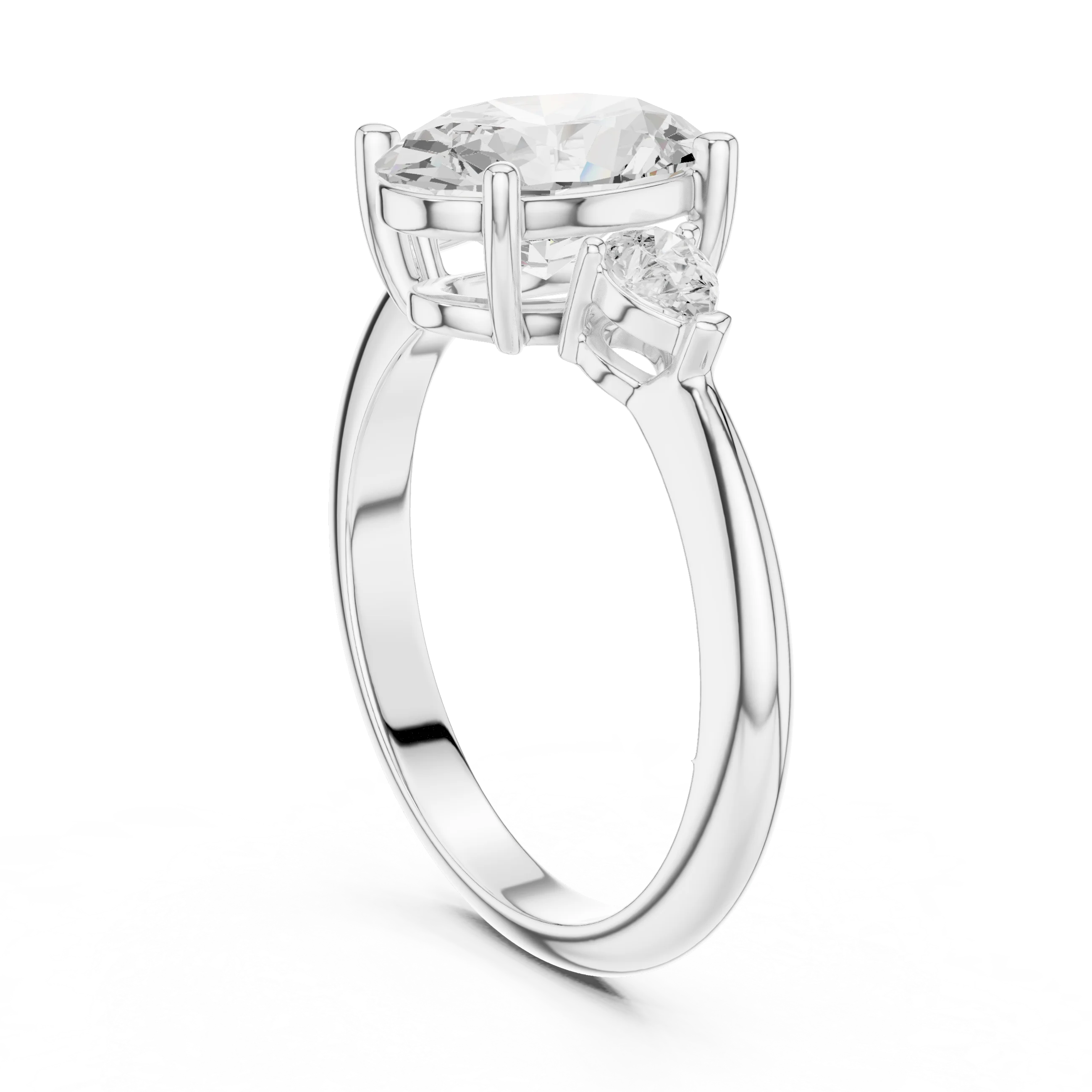 Oval Diamond Solitaire Engagement Ring with Hidden Side Accent
