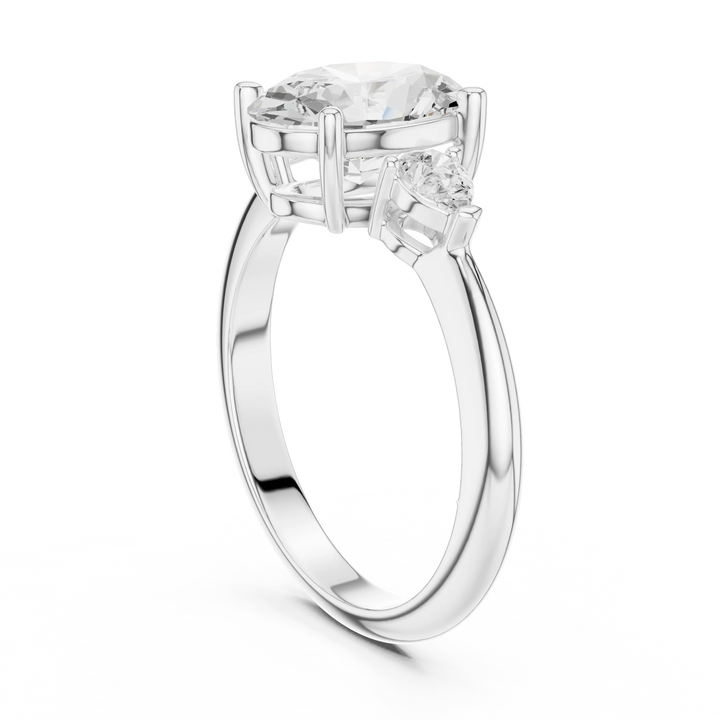 Oval Diamond Solitaire Engagement Ring with Hidden Side Accent
