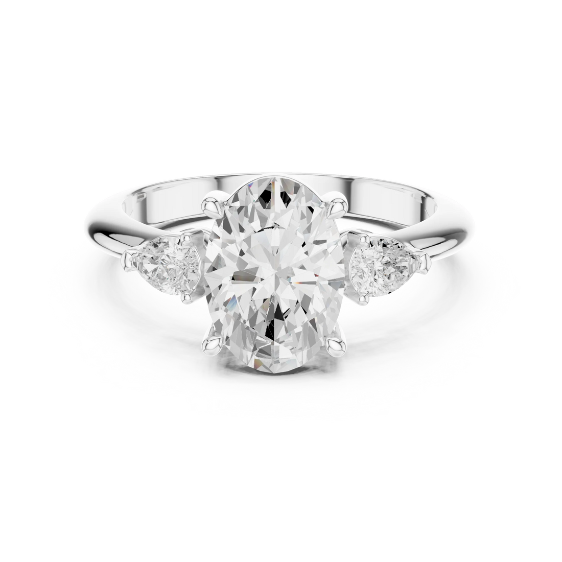 Oval Diamond Solitaire Engagement Ring with Hidden Side Accent