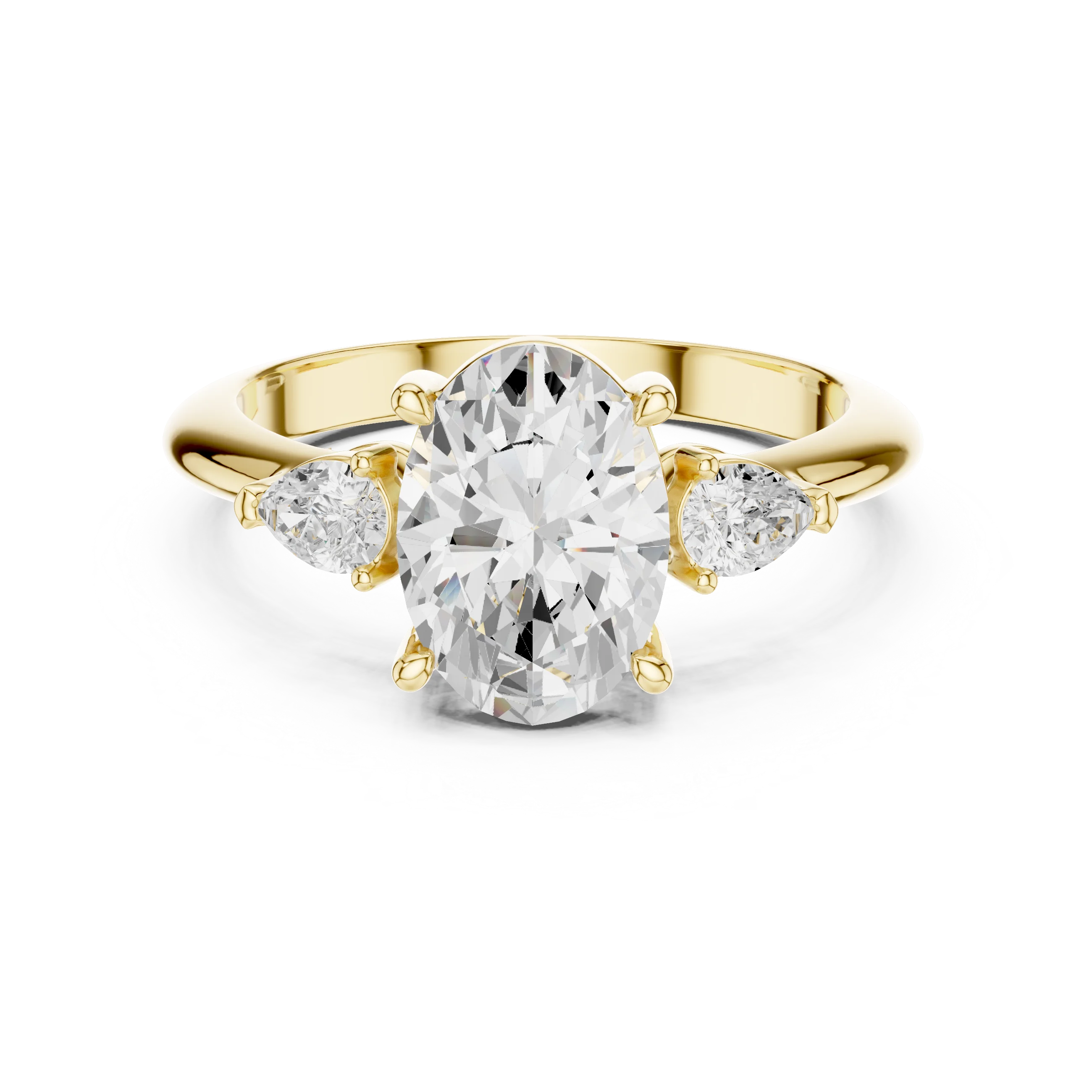 Oval Diamond Solitaire Engagement Ring with Hidden Side Accent
