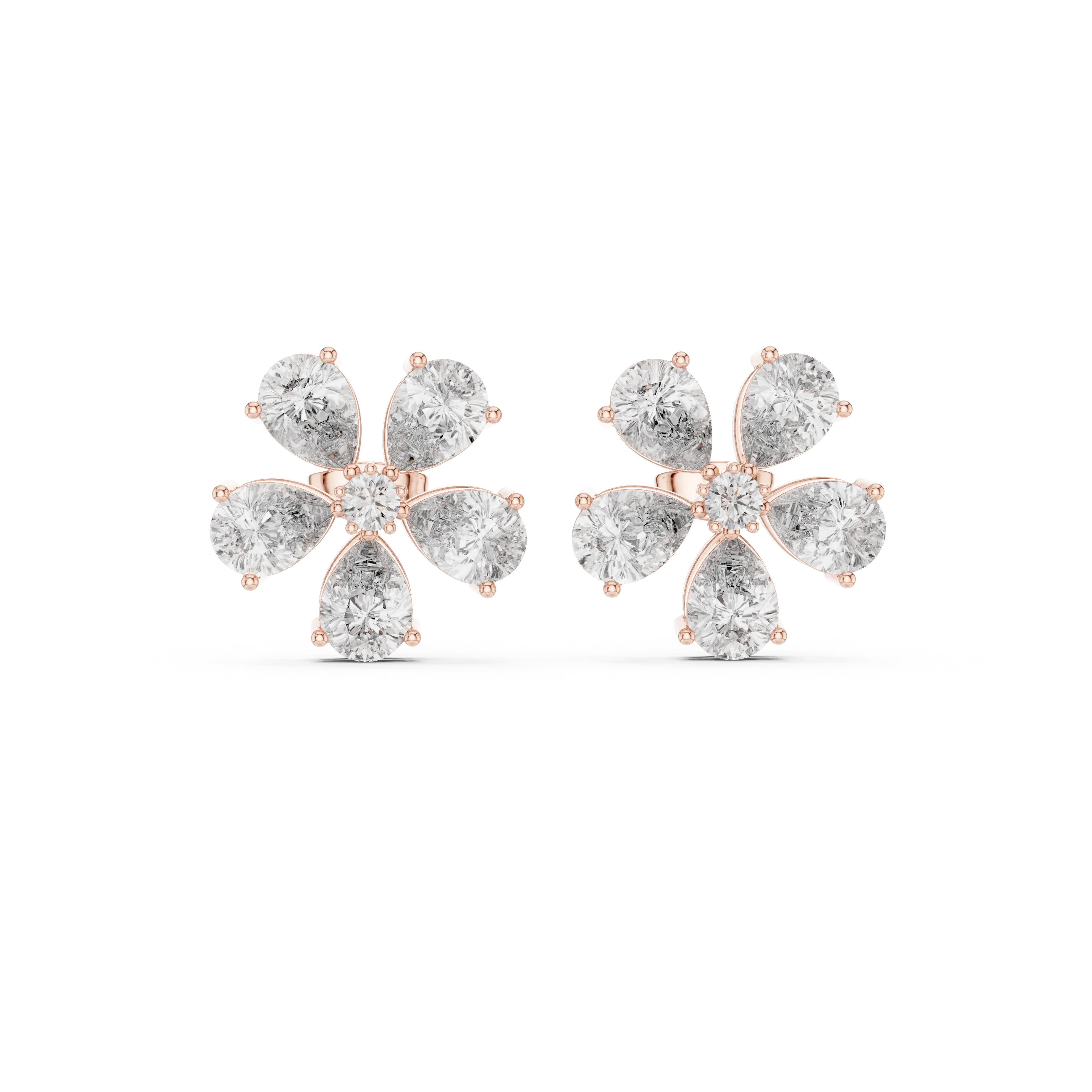 Rosé Petal Lab-Grown Diamond Floral Stud Earrings