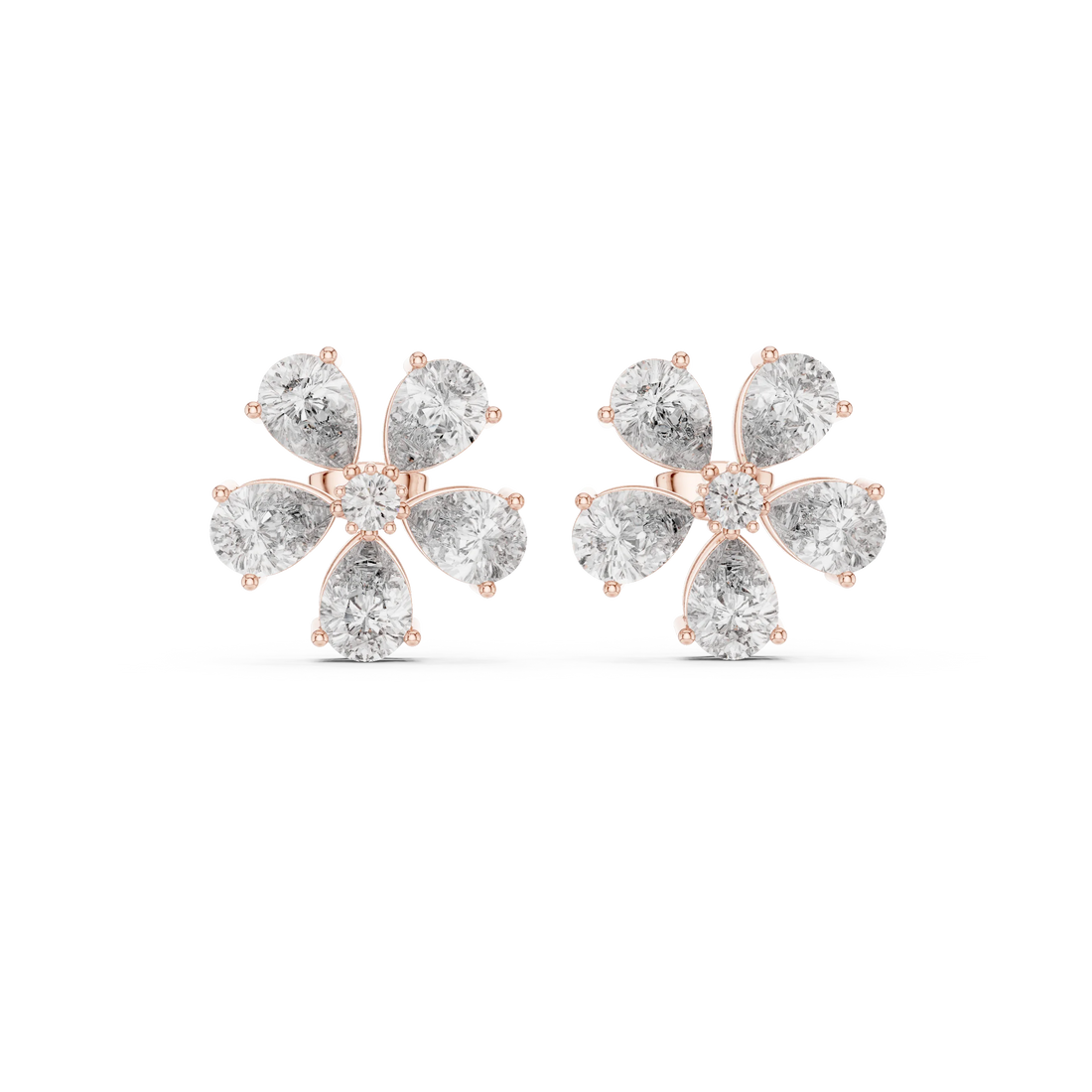 Rosé Petal Lab-Grown Diamond Floral Stud Earrings