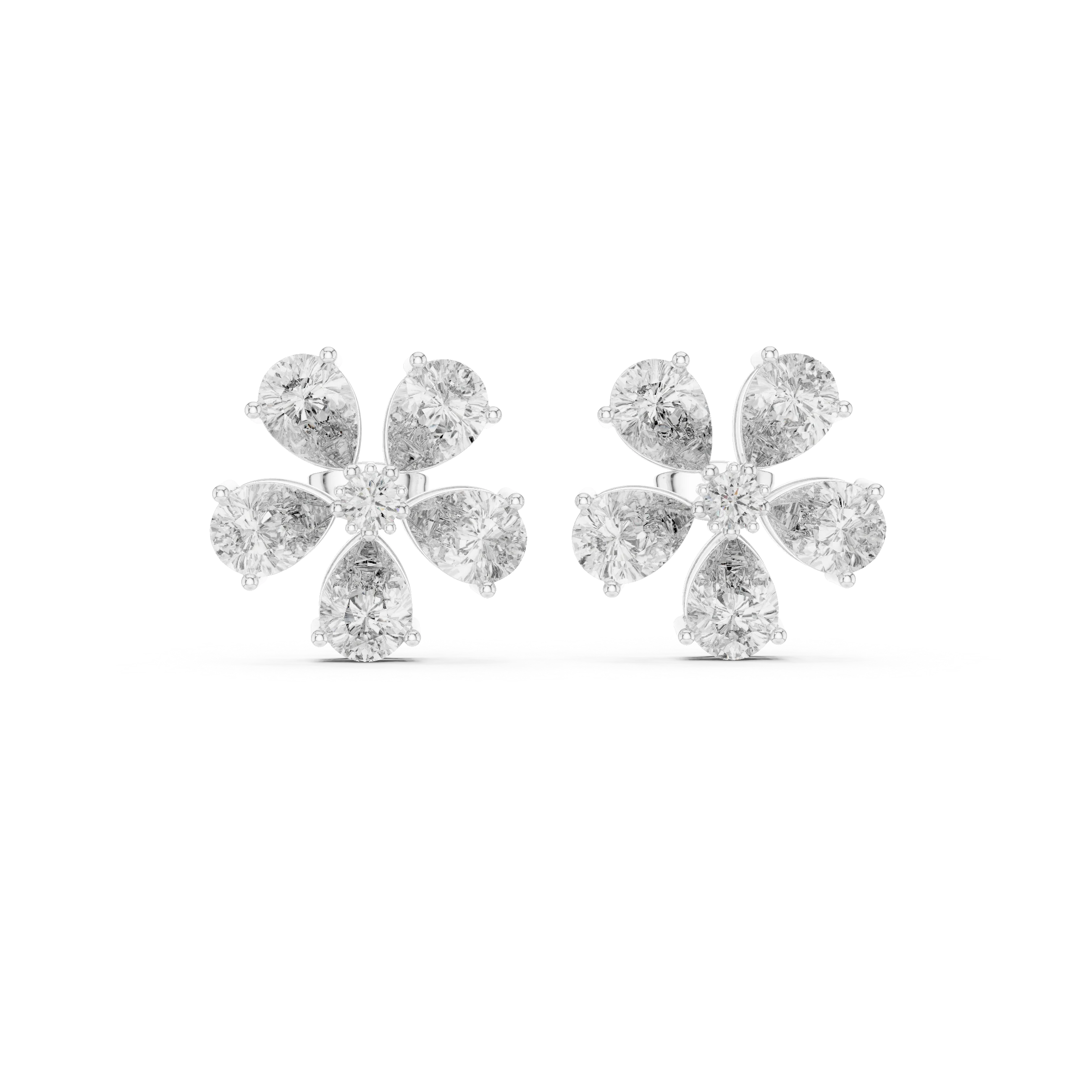 Rosé Petal Lab-Grown Diamond Floral Stud Earrings