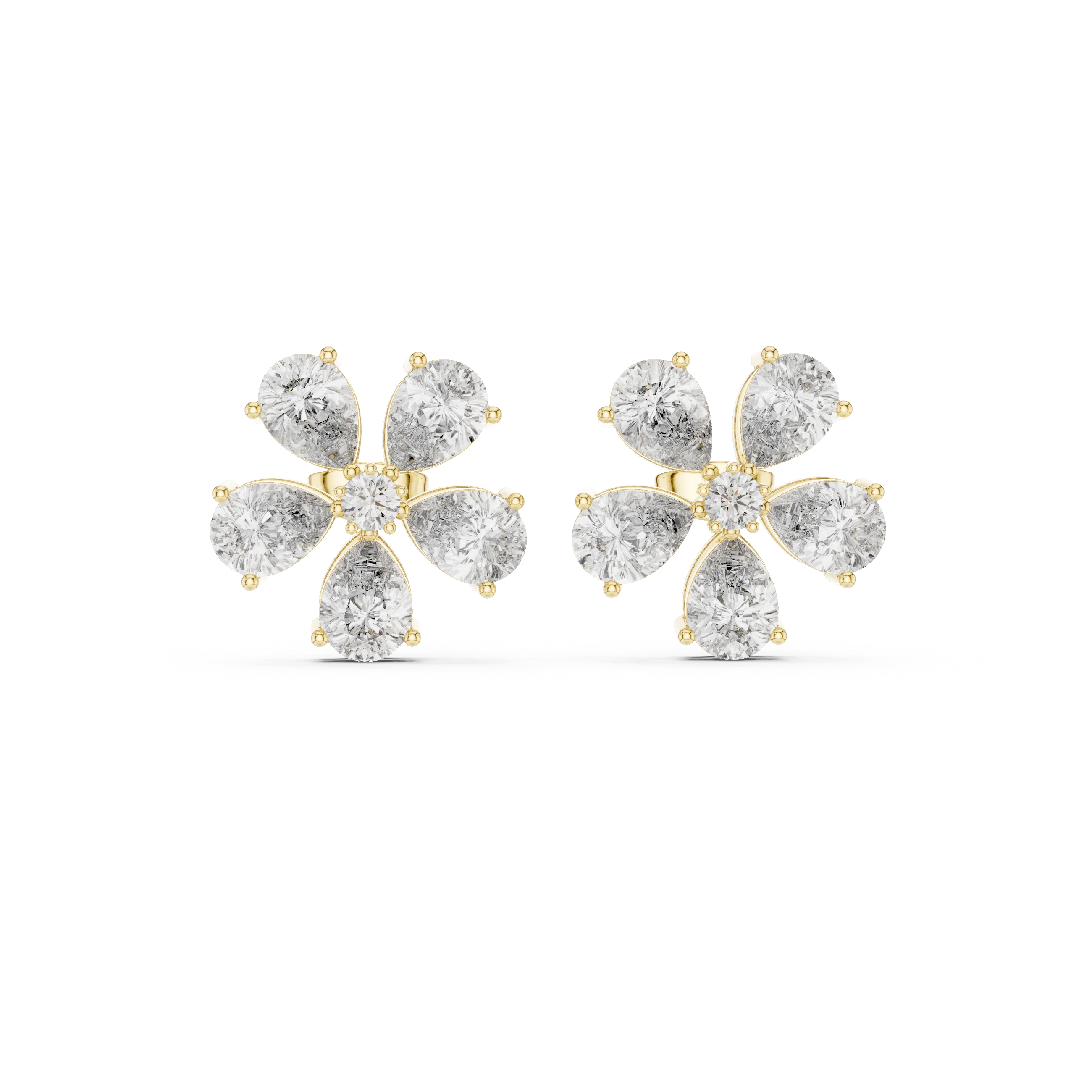 Rosé Petal Lab-Grown Diamond Floral Stud Earrings