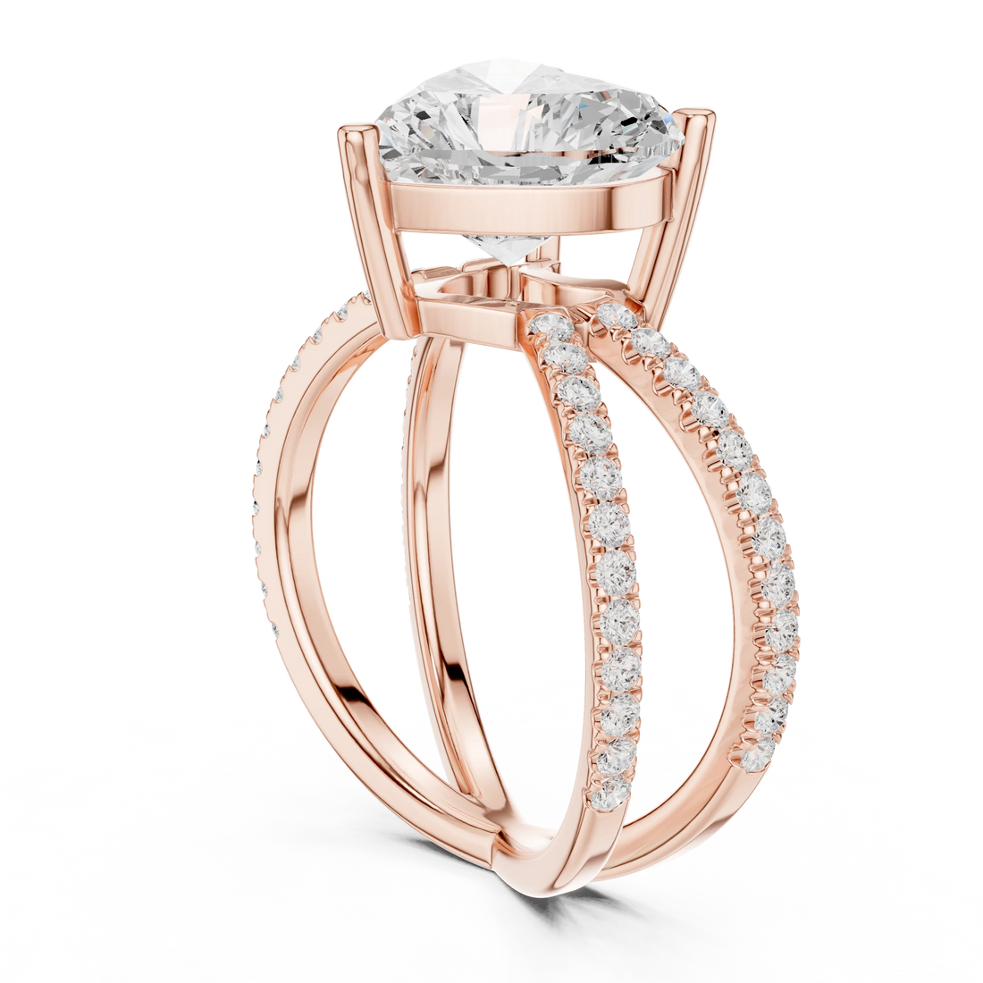 Heart Cut Diamond Split Shank Engagement Ring