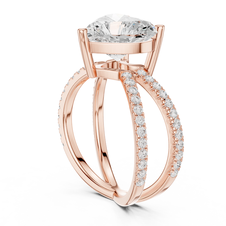 Heart Cut Diamond Split Shank Engagement Ring