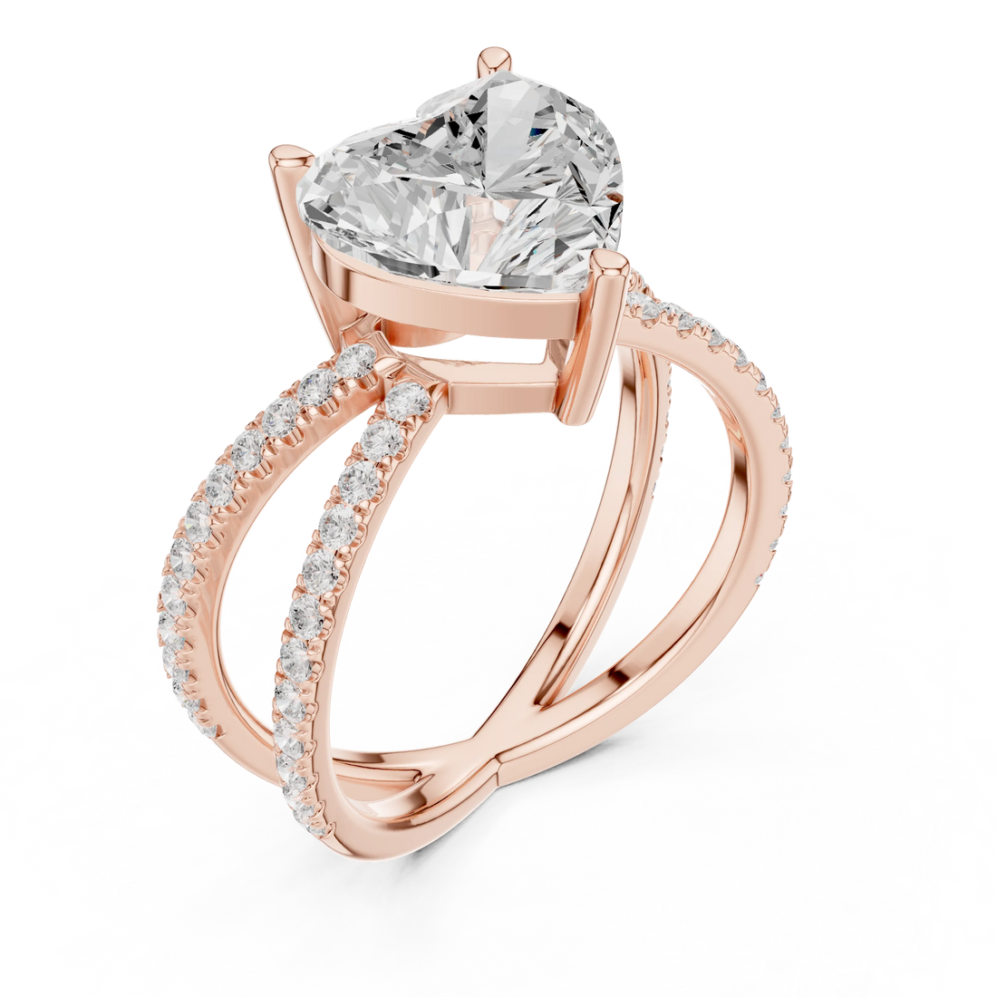 Heart Cut Diamond Split Shank Engagement Ring
