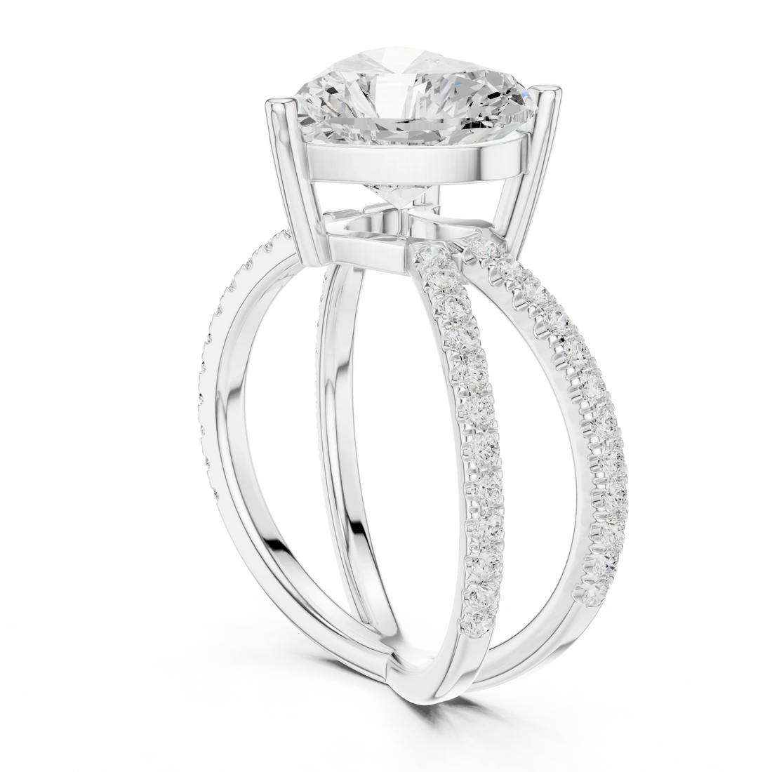 Heart Cut Diamond Split Shank Engagement Ring