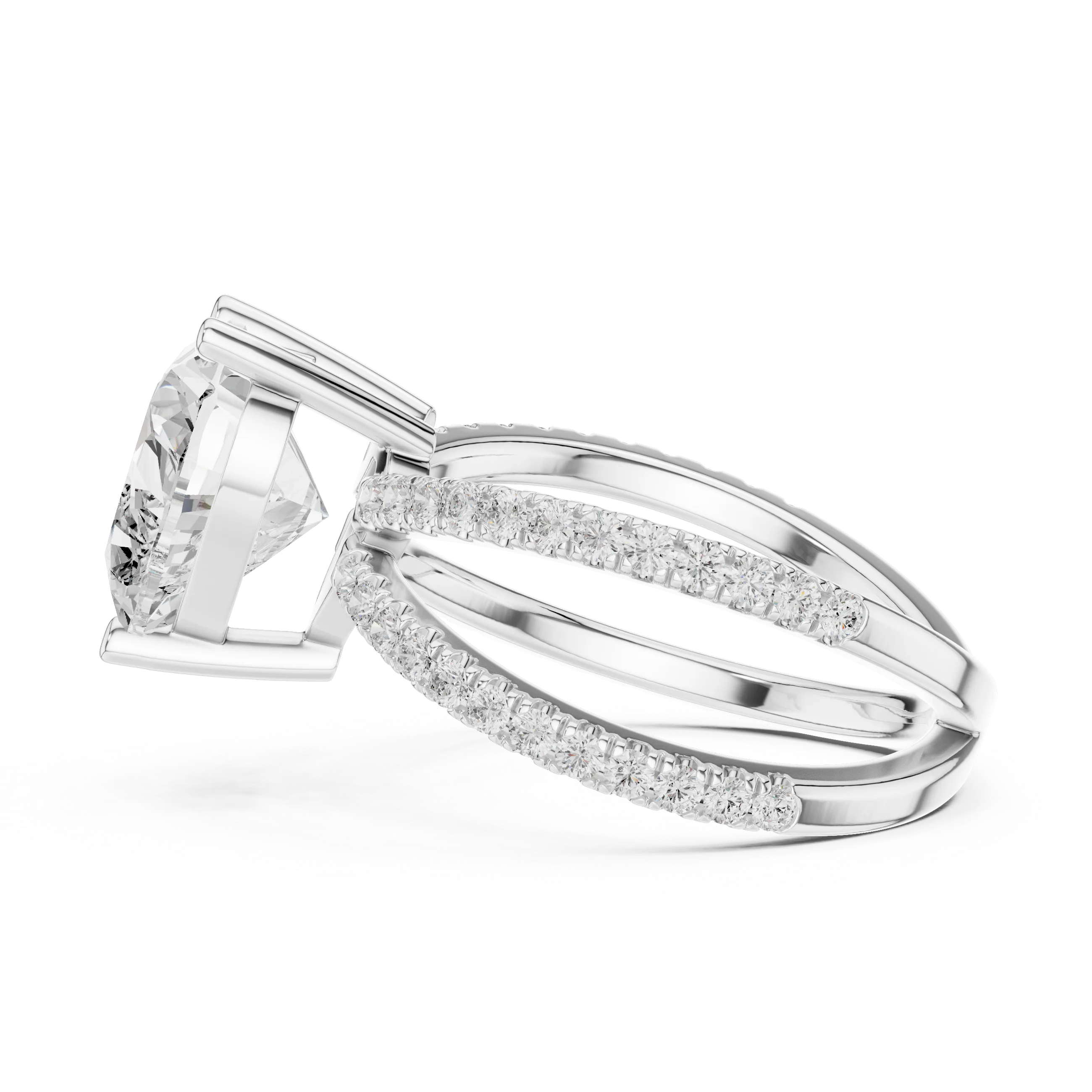 Heart Cut Diamond Split Shank Engagement Ring