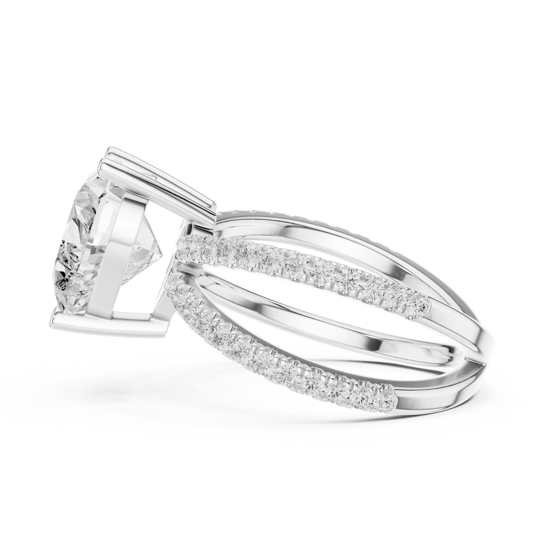 Heart Cut Diamond Split Shank Engagement Ring