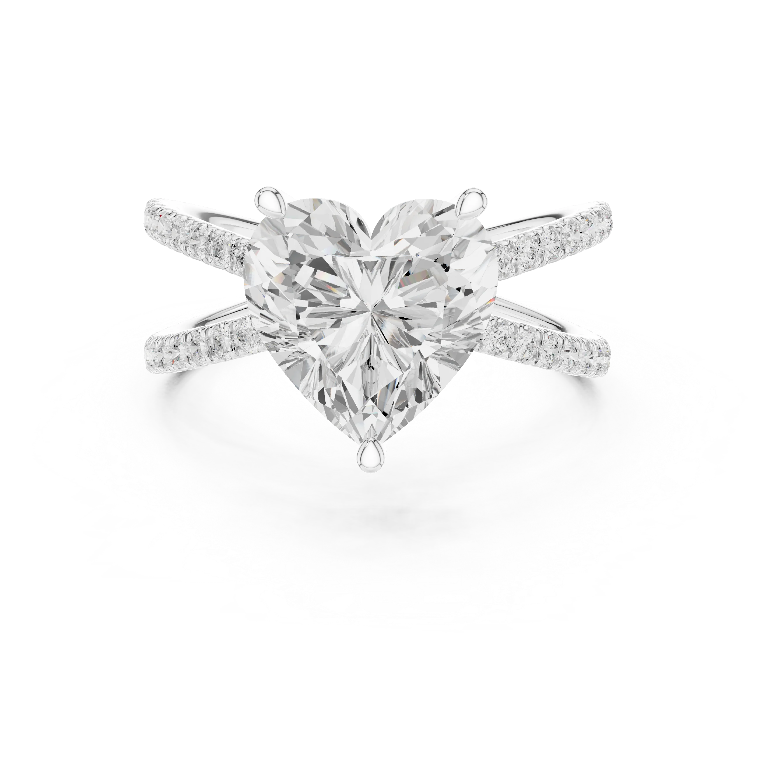Heart Cut Diamond Split Shank Engagement Ring