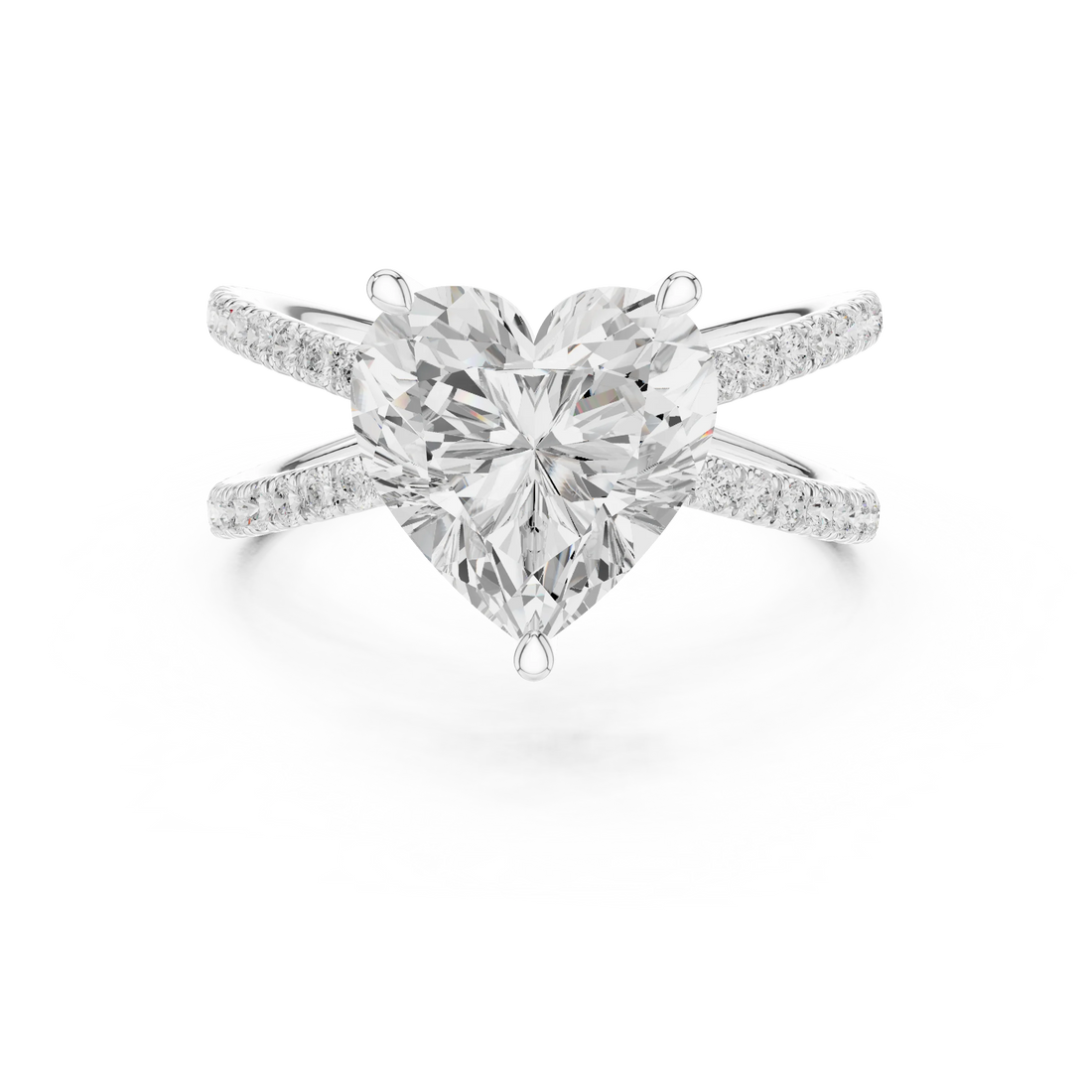 Heart Cut Diamond Split Shank Engagement Ring