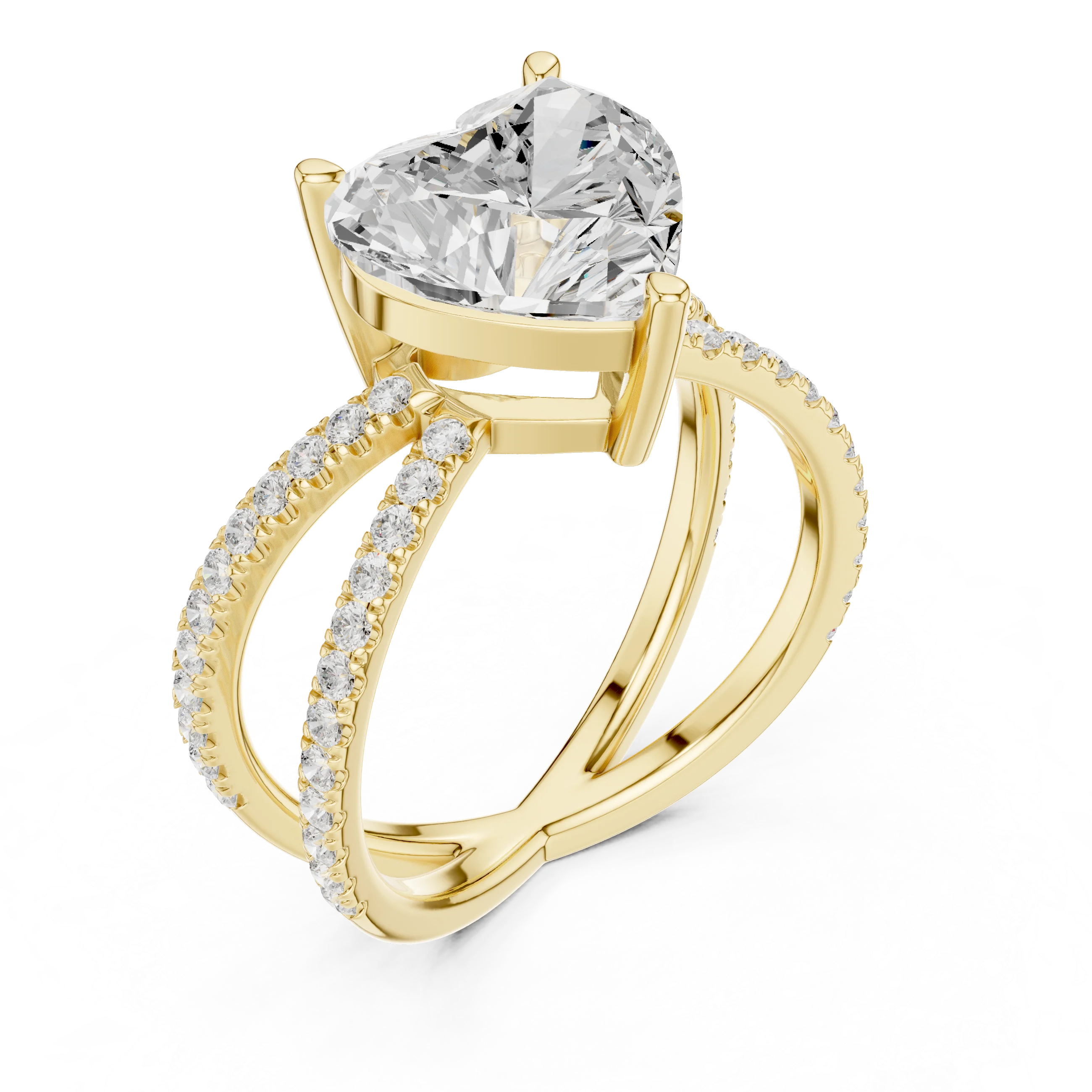 Heart Cut Diamond Split Shank Engagement Ring