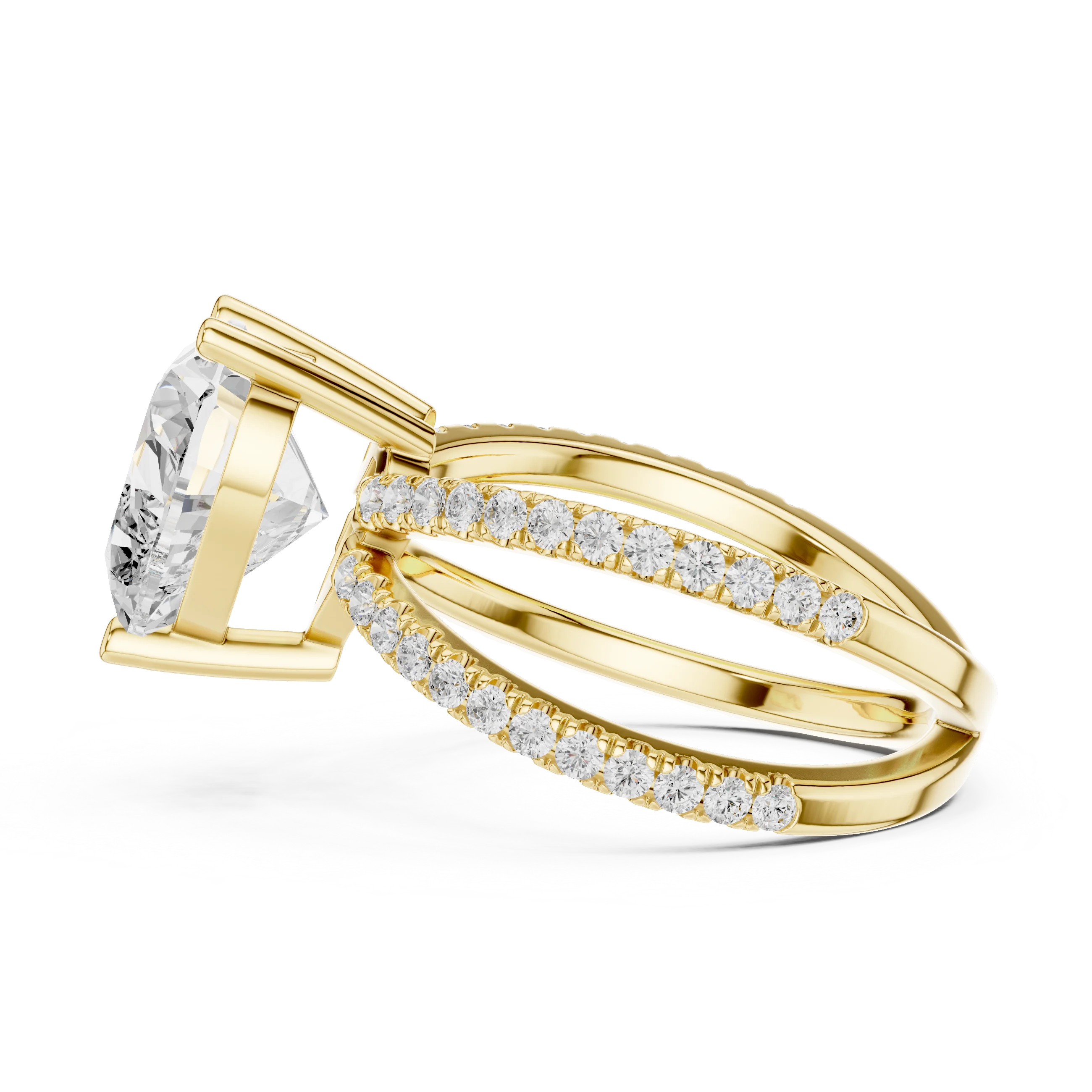 Heart Cut Diamond Split Shank Engagement Ring