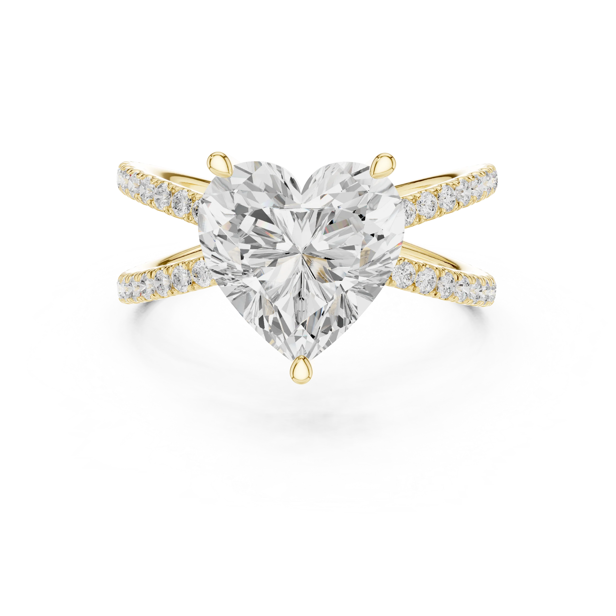 Heart Cut Diamond Split Shank Engagement Ring