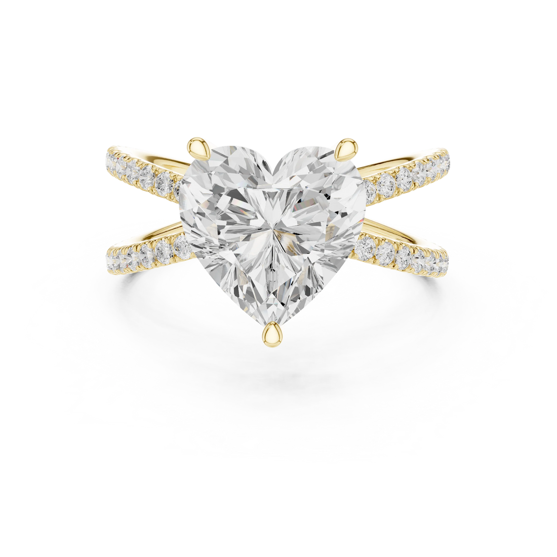 Heart Cut Diamond Split Shank Engagement Ring