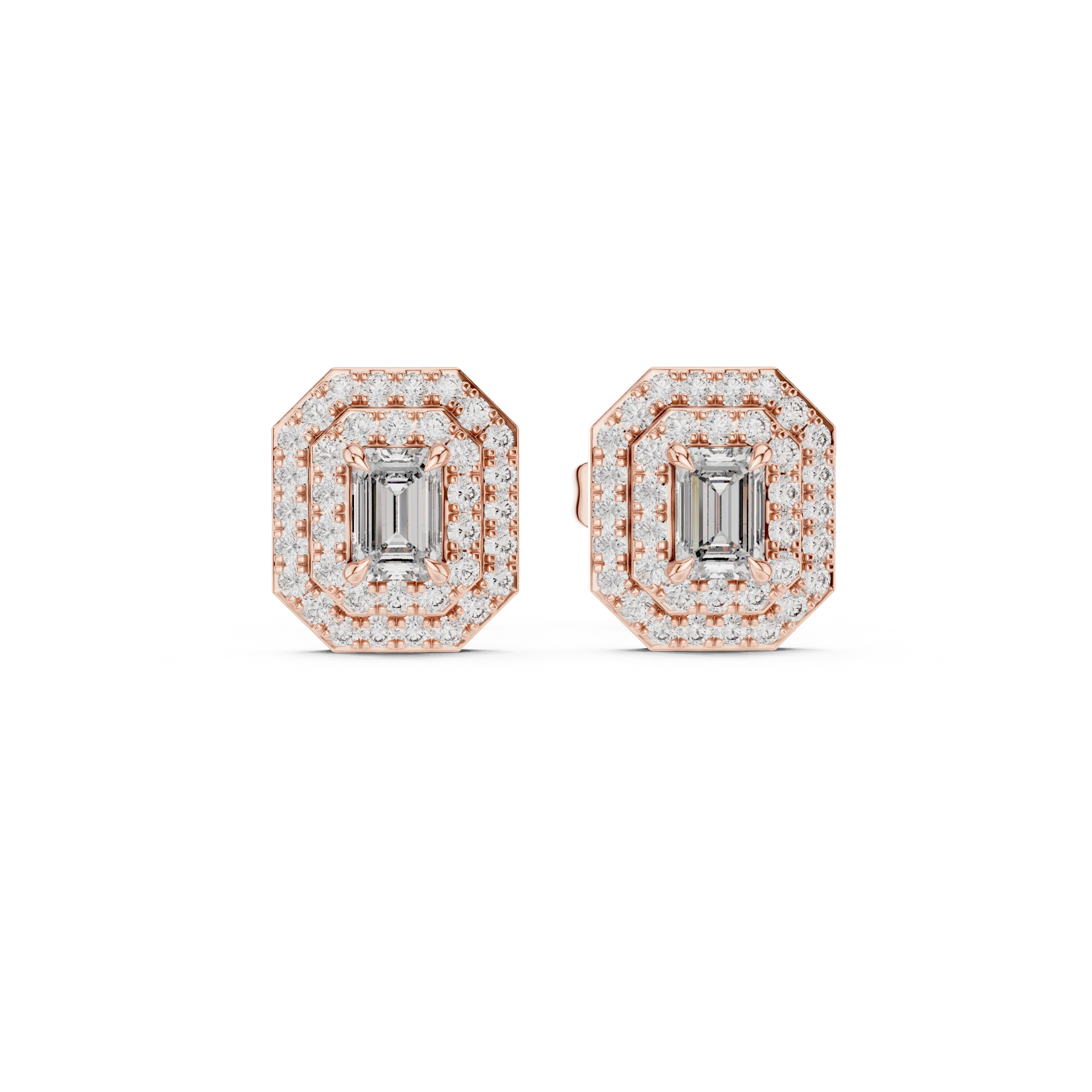 Imperial Emerald Halo Diamond Stud Earrings