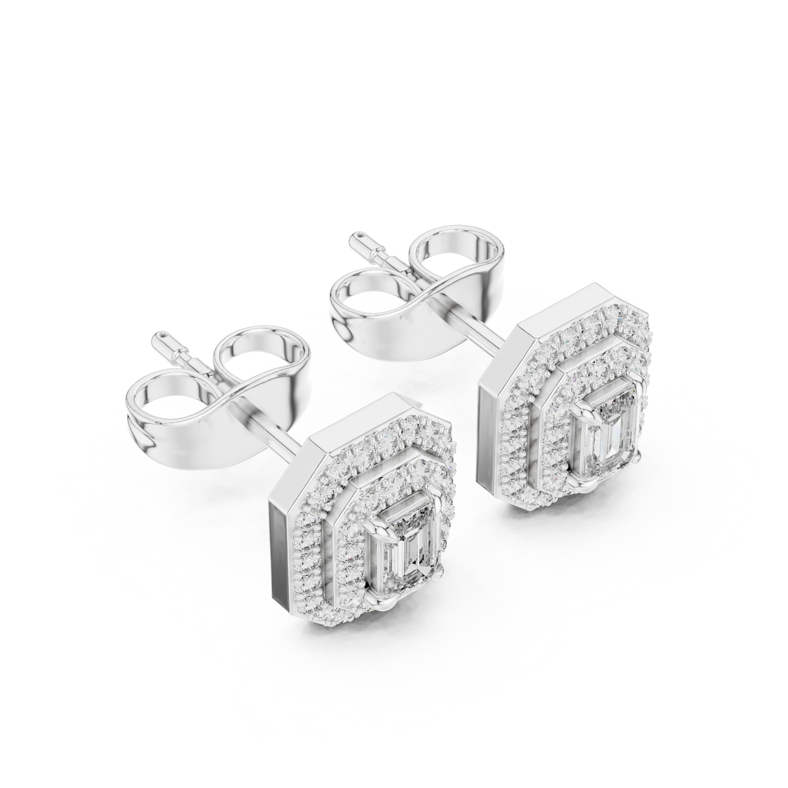 Imperial Emerald Halo Diamond Stud Earrings